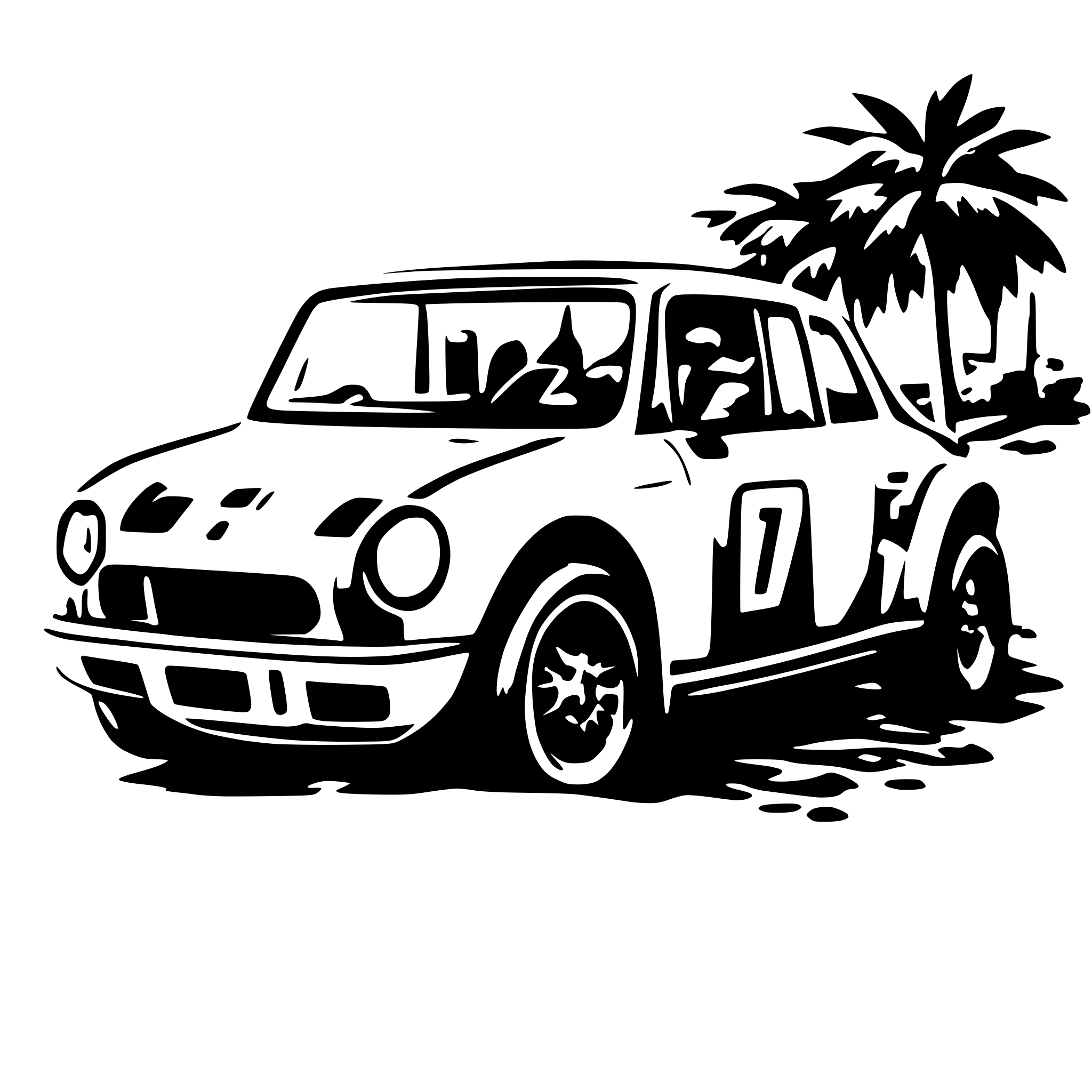 AI-generated SVG of 'rally car on beach'