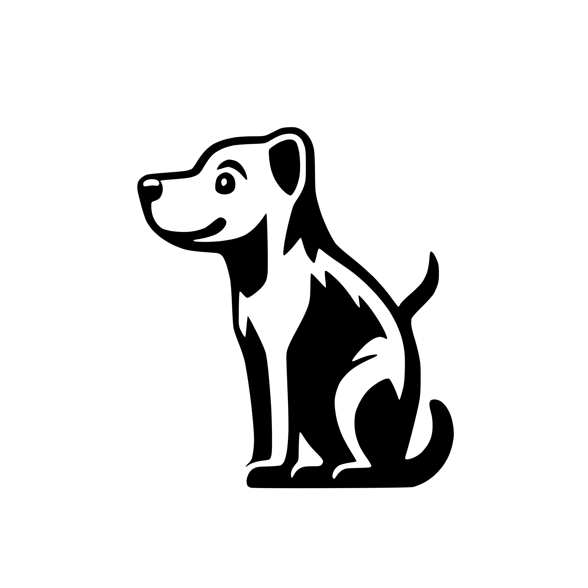 AI-generated SVG of 'a minimal abstract funny playful dog logo from the side sniffing showing whole body'