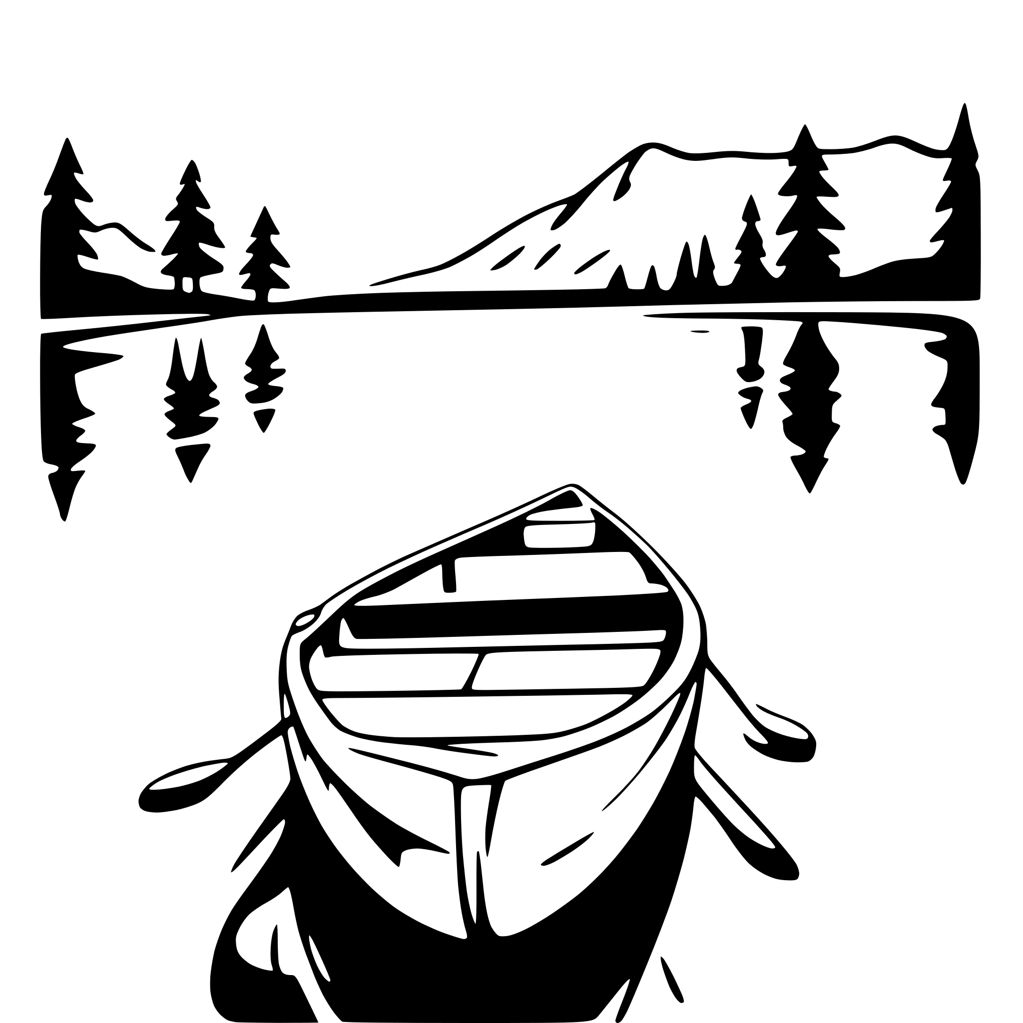 AI-generated SVG of 'canoe in mountain lake'