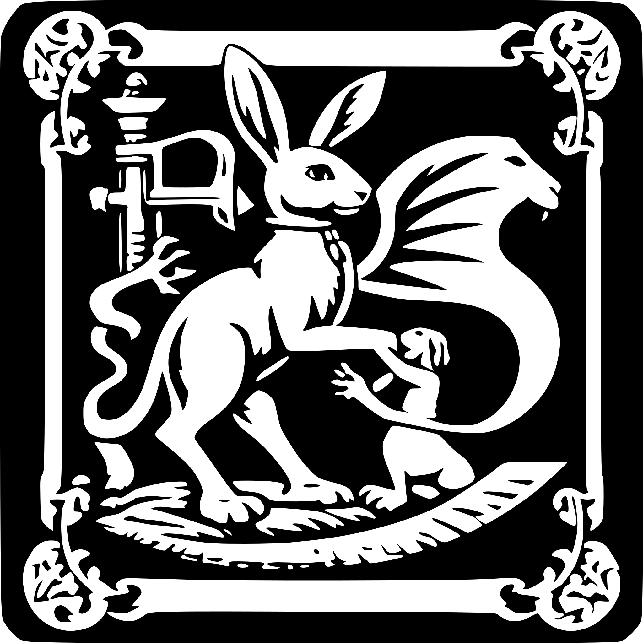 SVG Bundle for 'a family crest with a rabbit in one quadrant, a scroll ...