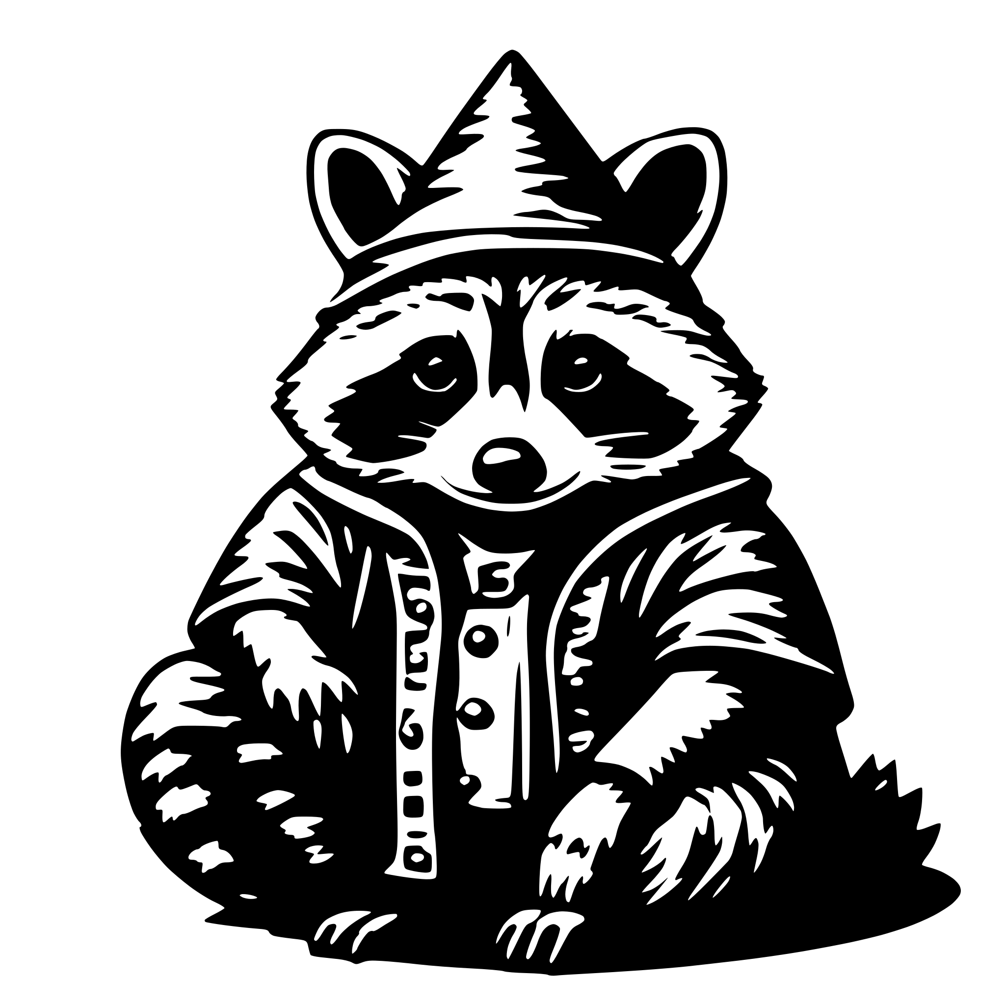 AI-generated SVG of 'etched illustration wizard raccoon'