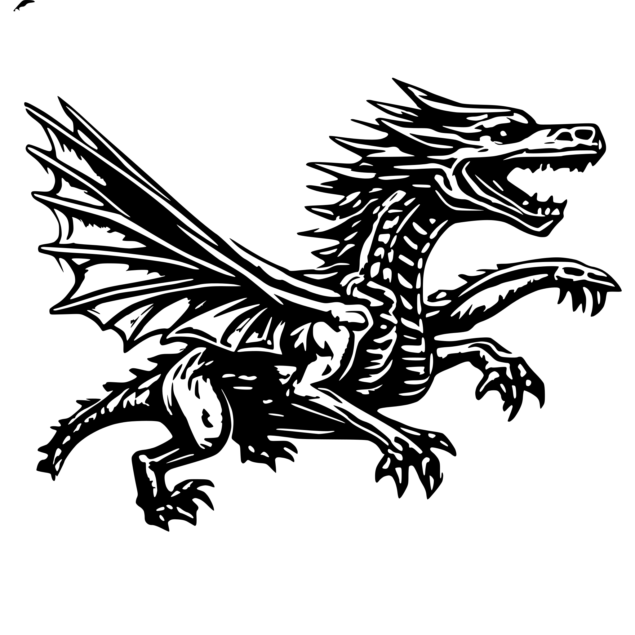 AI-generated SVG of a make a dragon flying on a broomstick