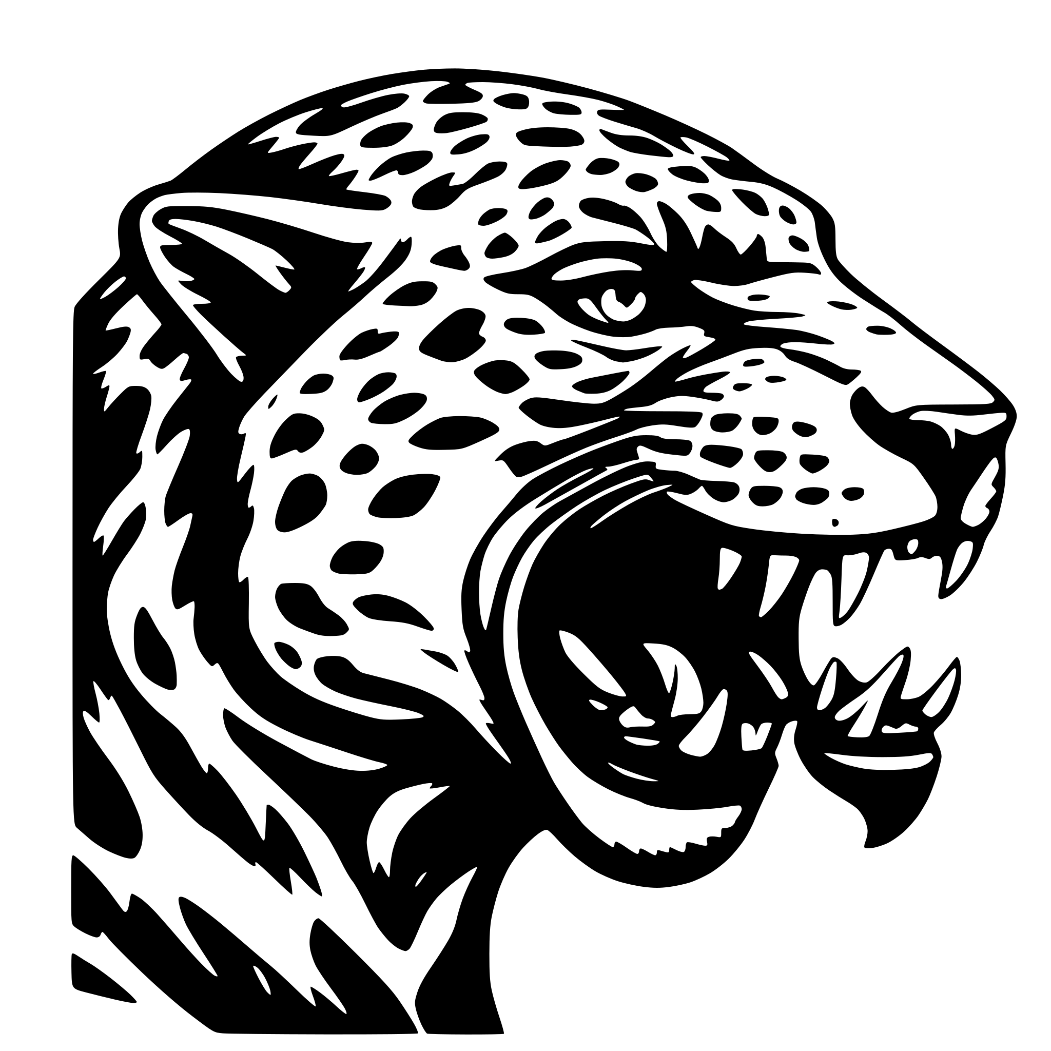 AI-generated SVG of a black jaguar angry open mouth