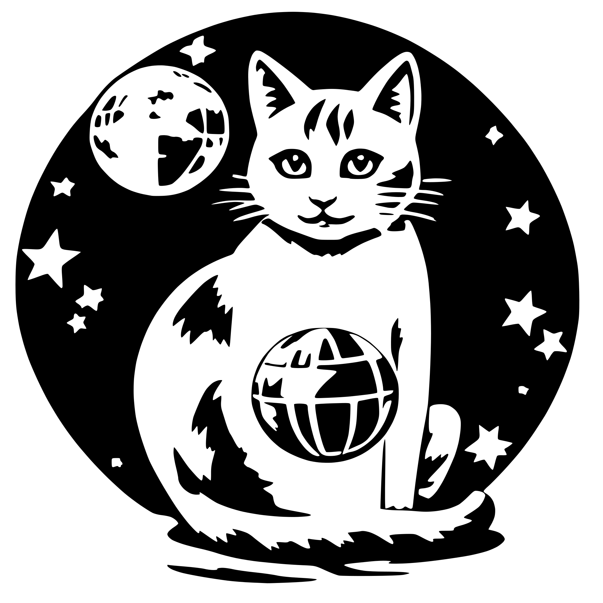 AI-generated SVG of a a cat playing with the earth globe