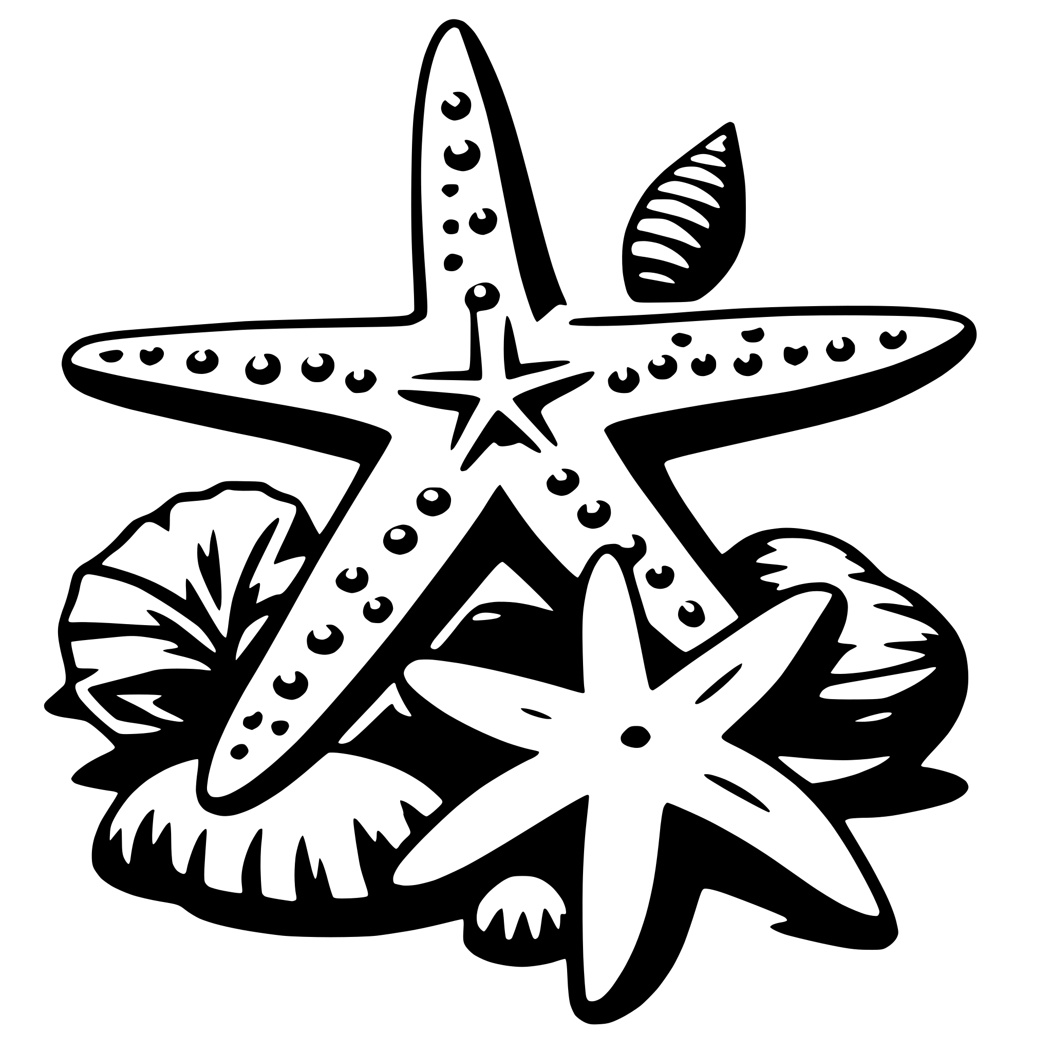AI-generated SVG of a starfish and shells