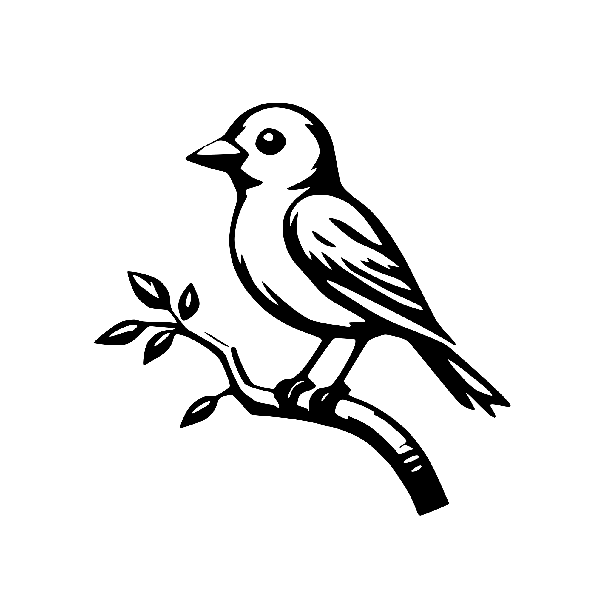 AI-generated SVG of a a bird on a branch, in an outline icon style AI-generated SVG of a a bird on a branch, in an outline icon style