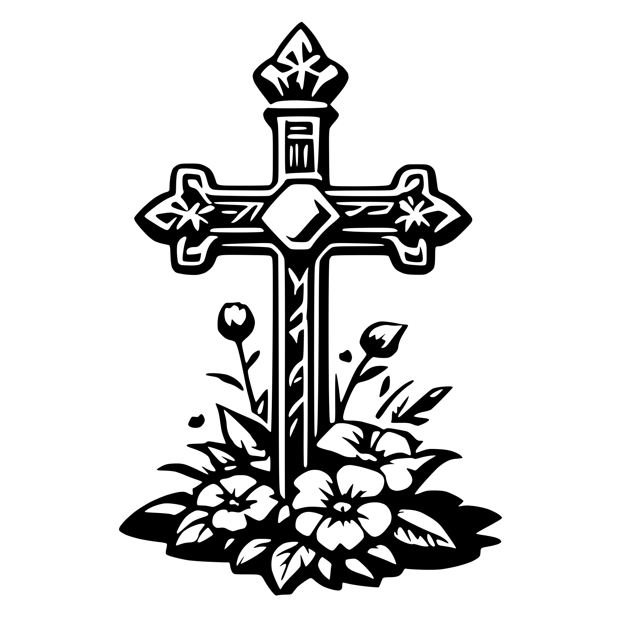AI-generated SVG of 'cross with flowers'