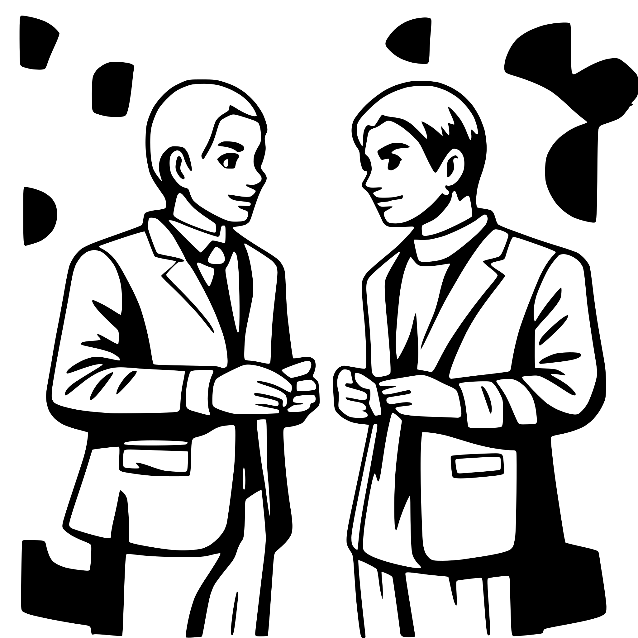 AI-generated SVG of a 2 men talking, abstract, black and white
