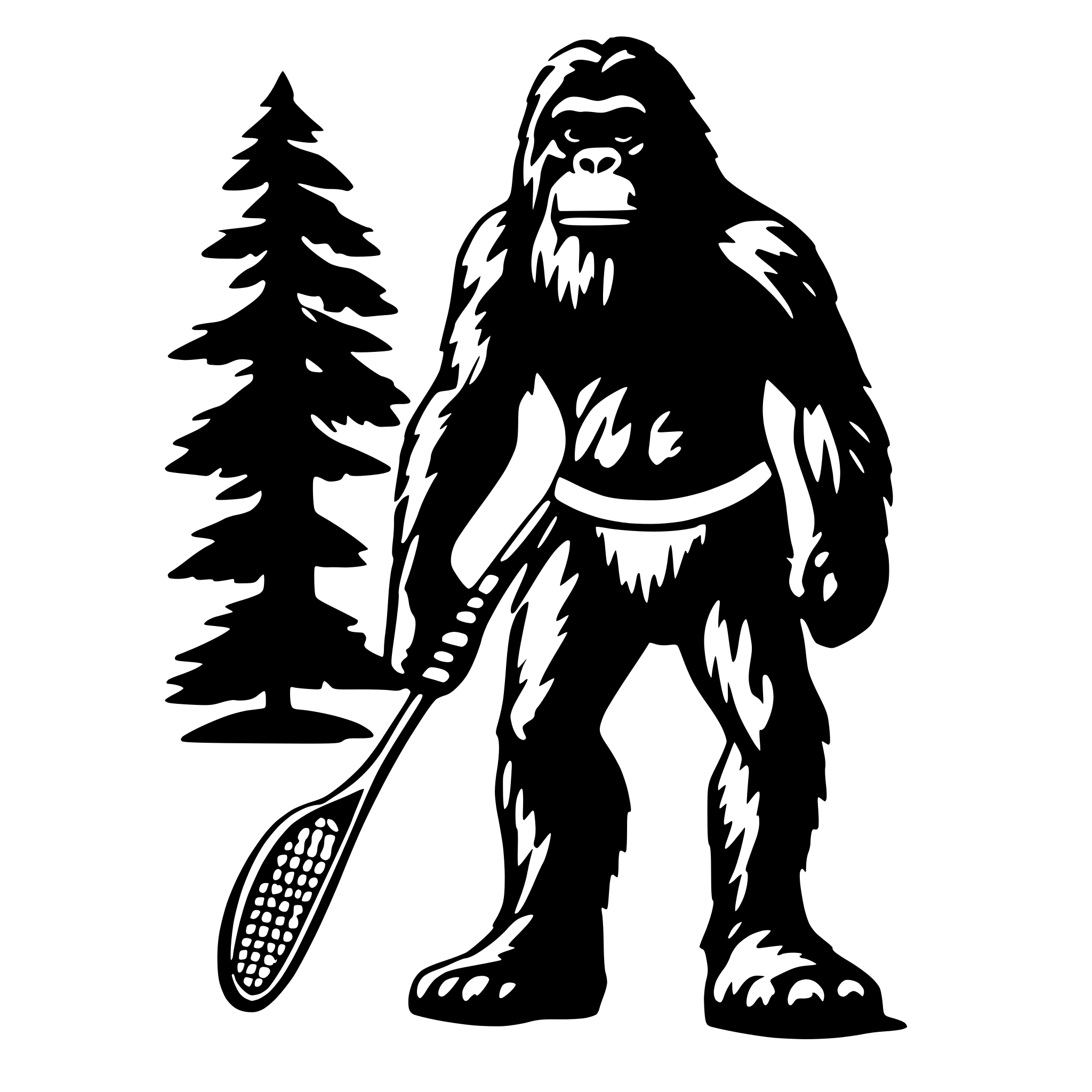 AI-generated SVG of a Sasquatch with tennis racket