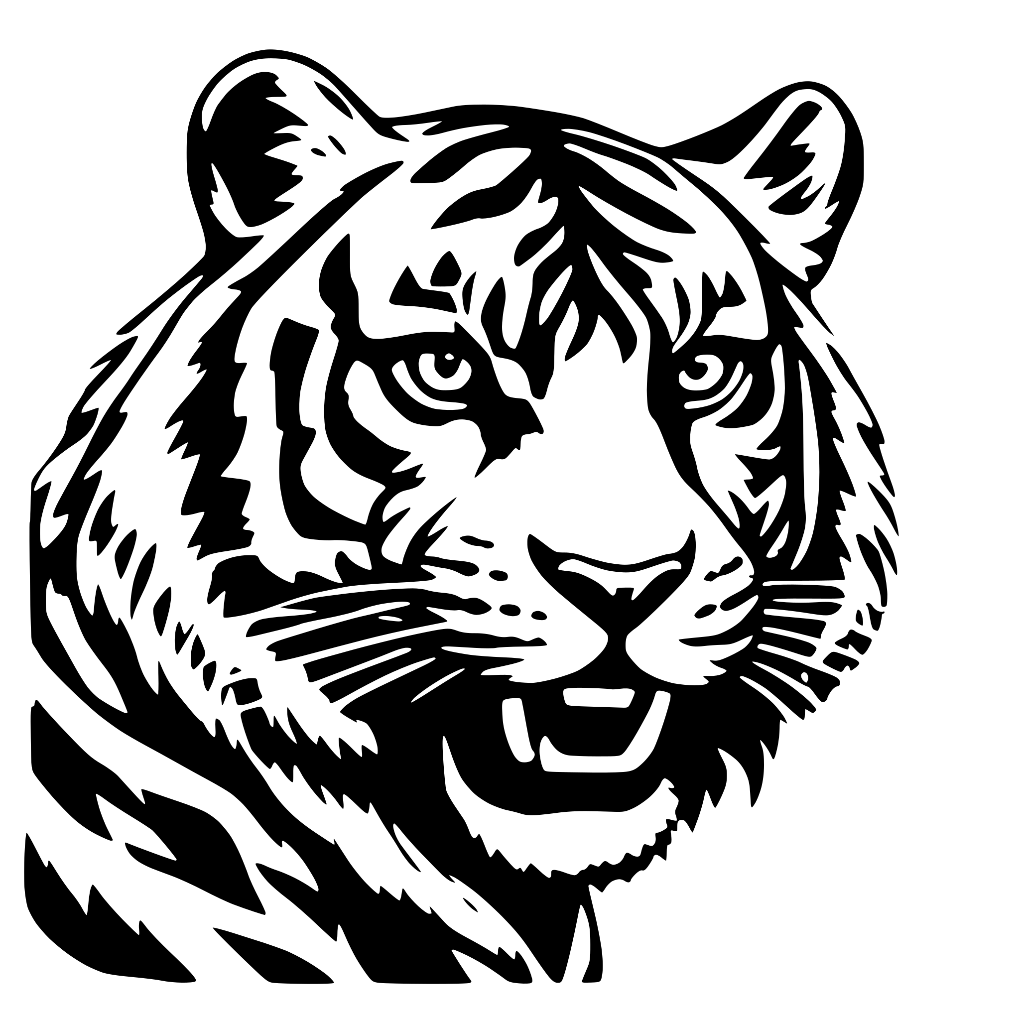 AI-generated SVG of 'tiger angry'