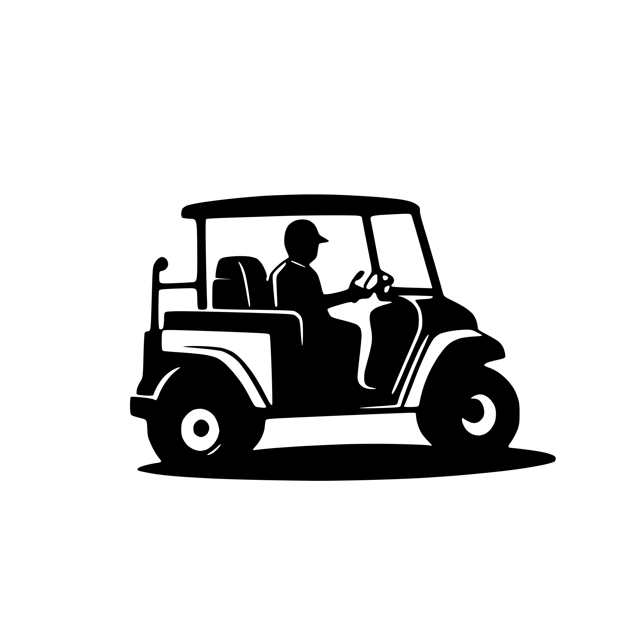 AI-generated SVG of 'fat belly man sitting inside a golf buggy in 2D'