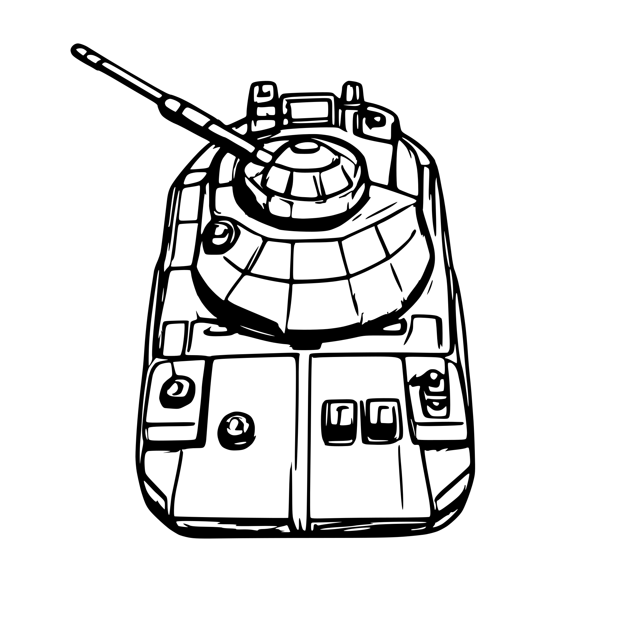 AI-generated SVG of '2-d top view (north-south) of a main battle tank.'