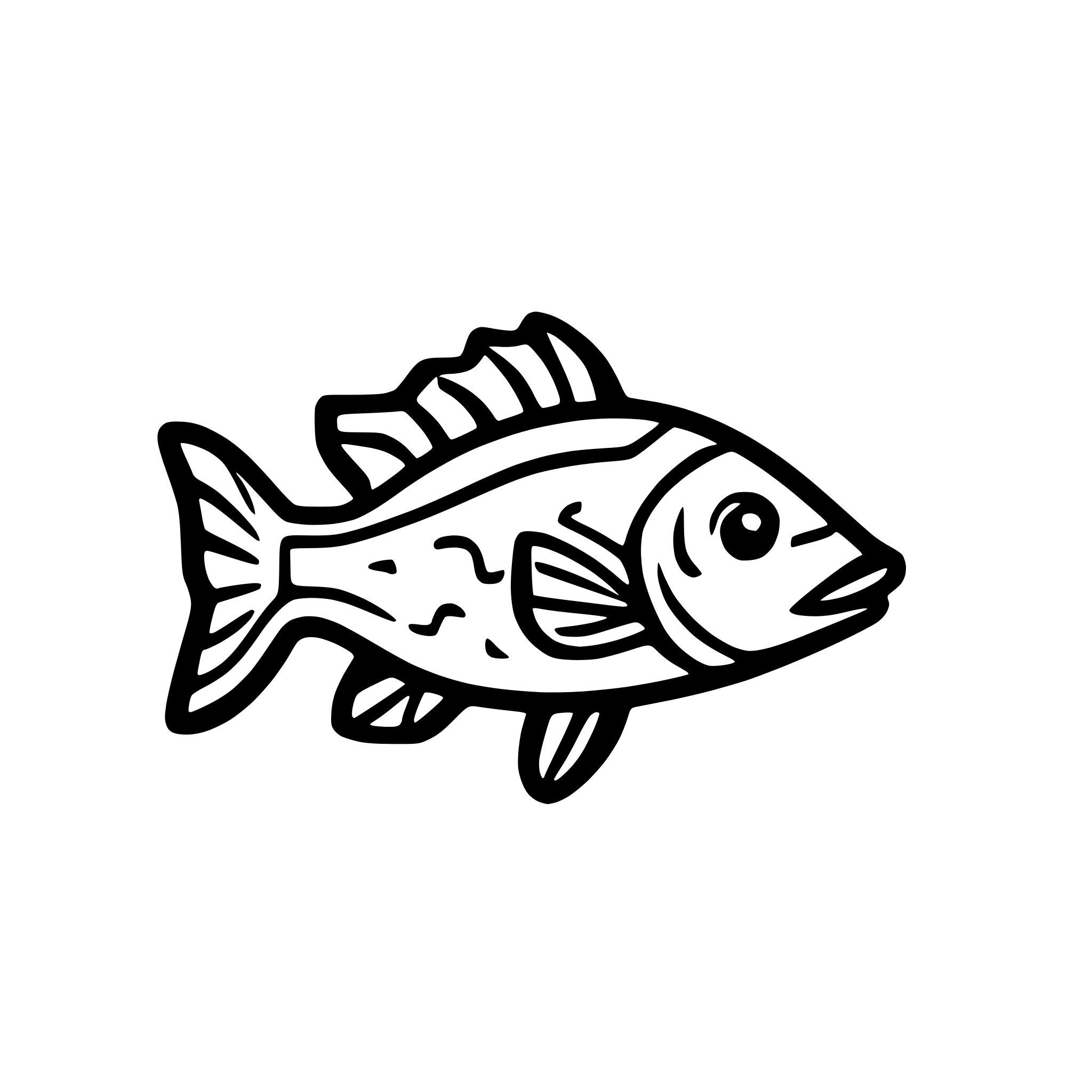 AI-generated SVG of a logo style depiction of a red snapper fish, with a happy appearance and a smile