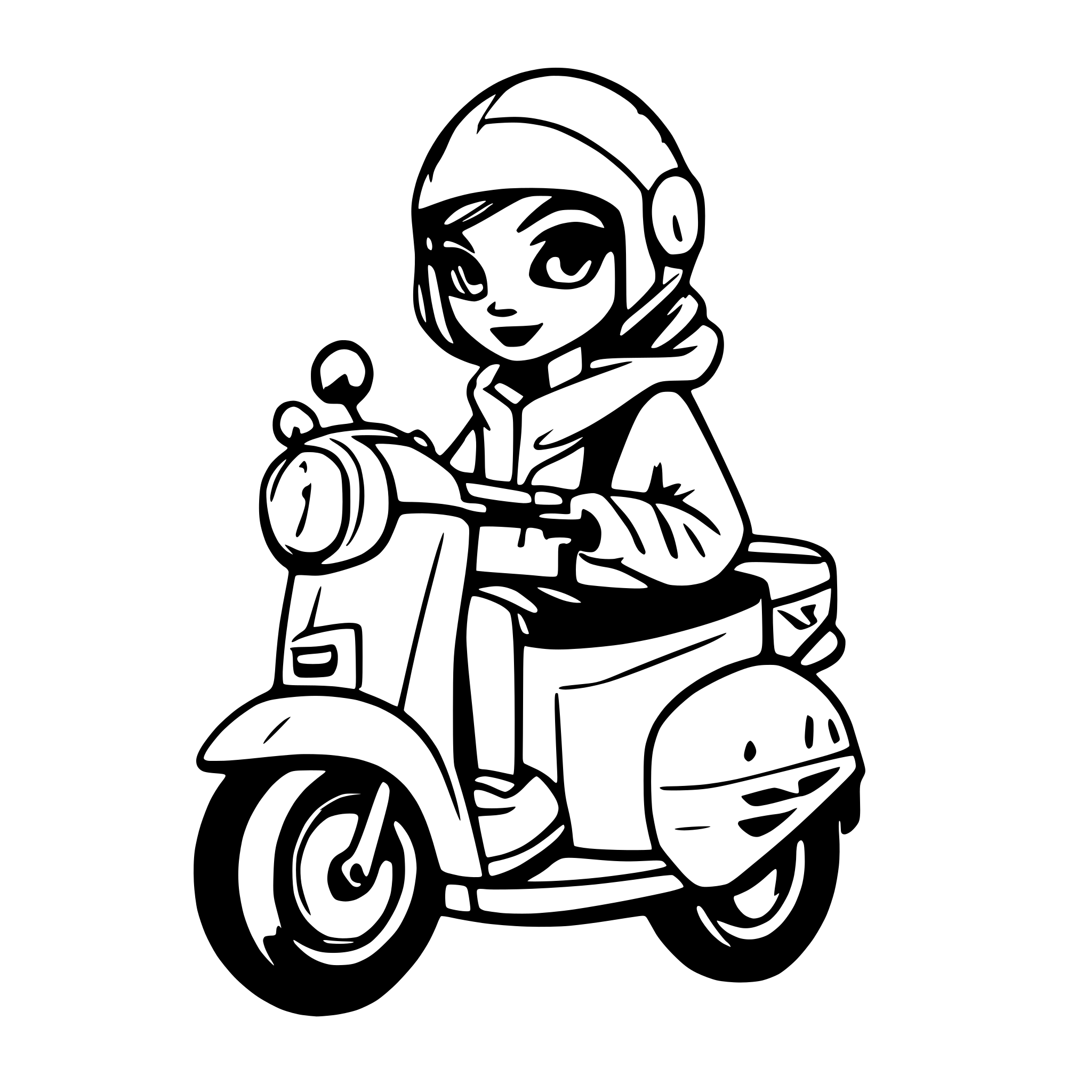 AI-generated SVG of a Woman on a vespa