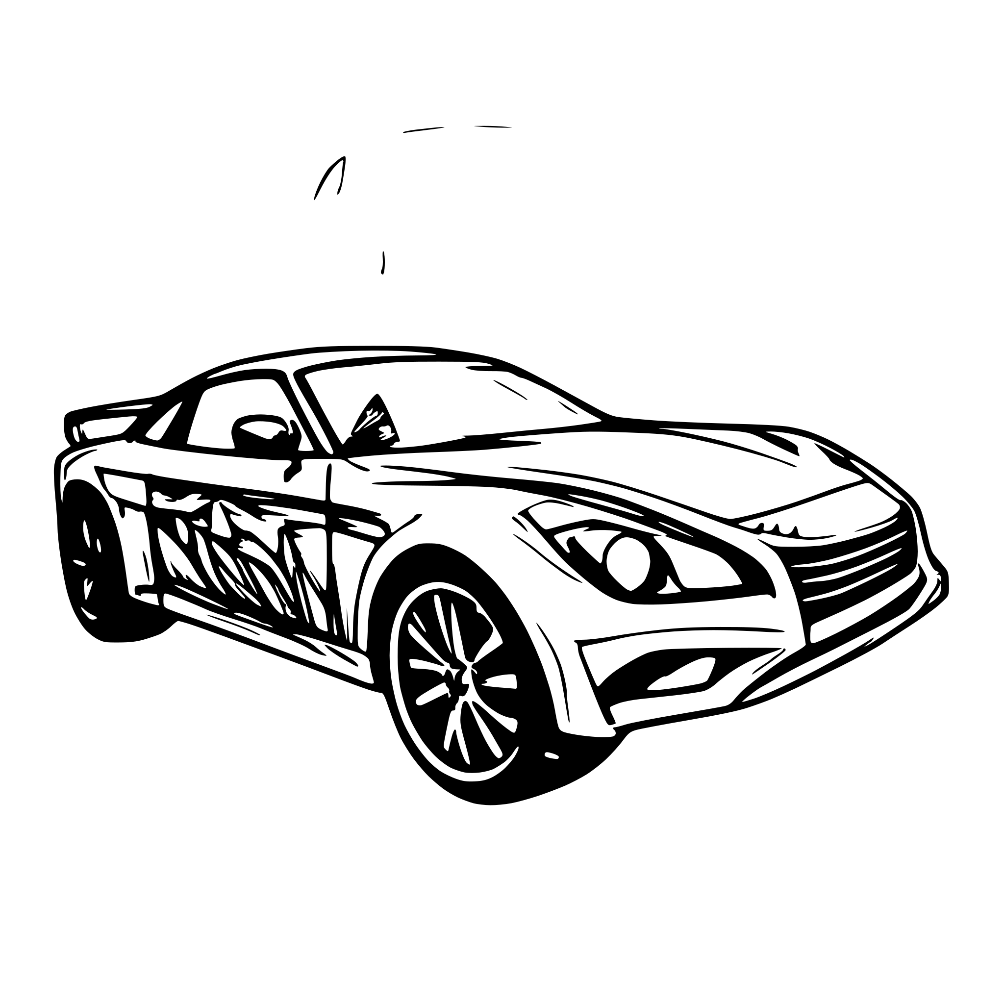 AI-generated SVG of a front view 2009 GTR Sky-line high detail thin lines