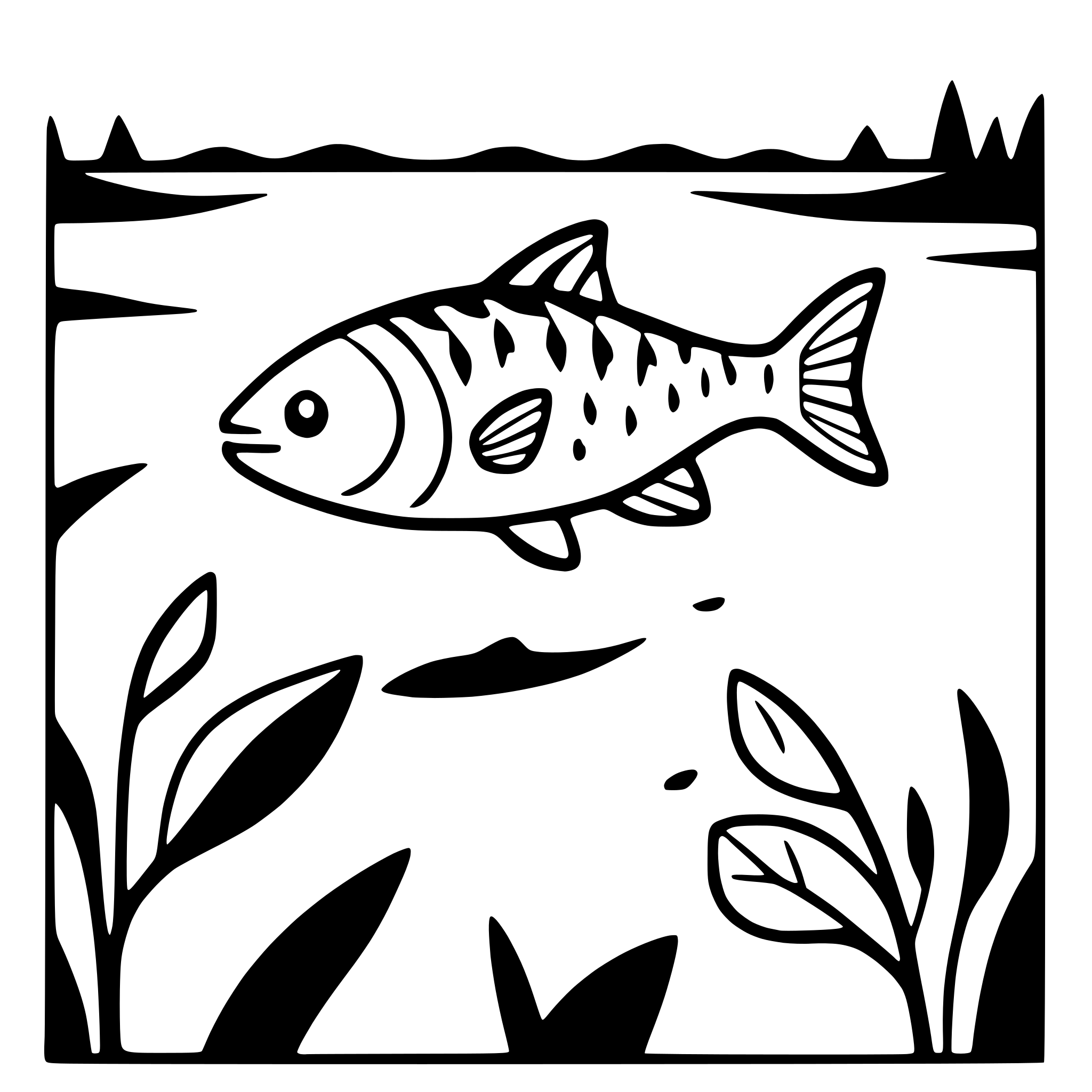 AI-generated SVG of 'fish swimming in river'