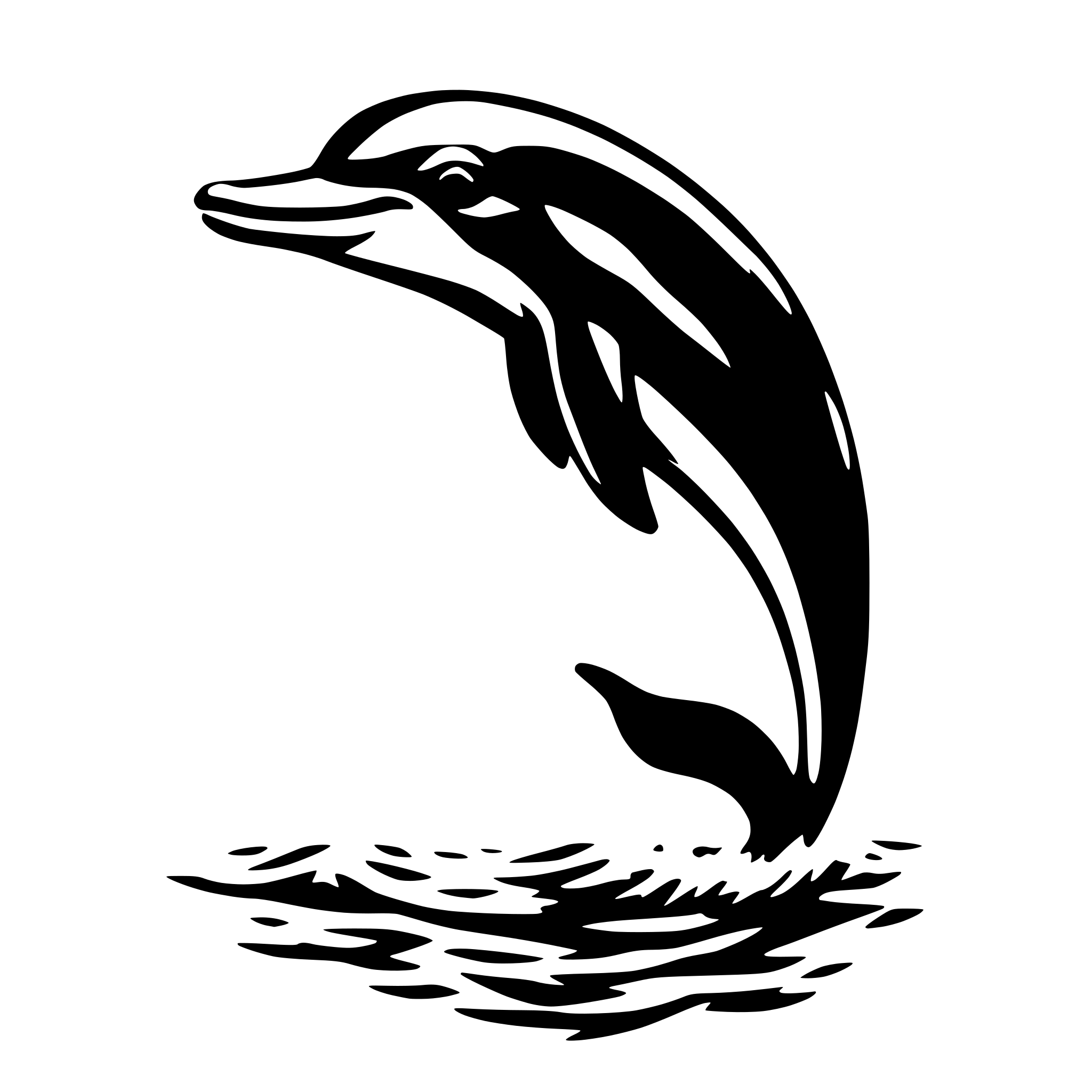 AI-generated SVG of 'dolphin, swimming underwater'