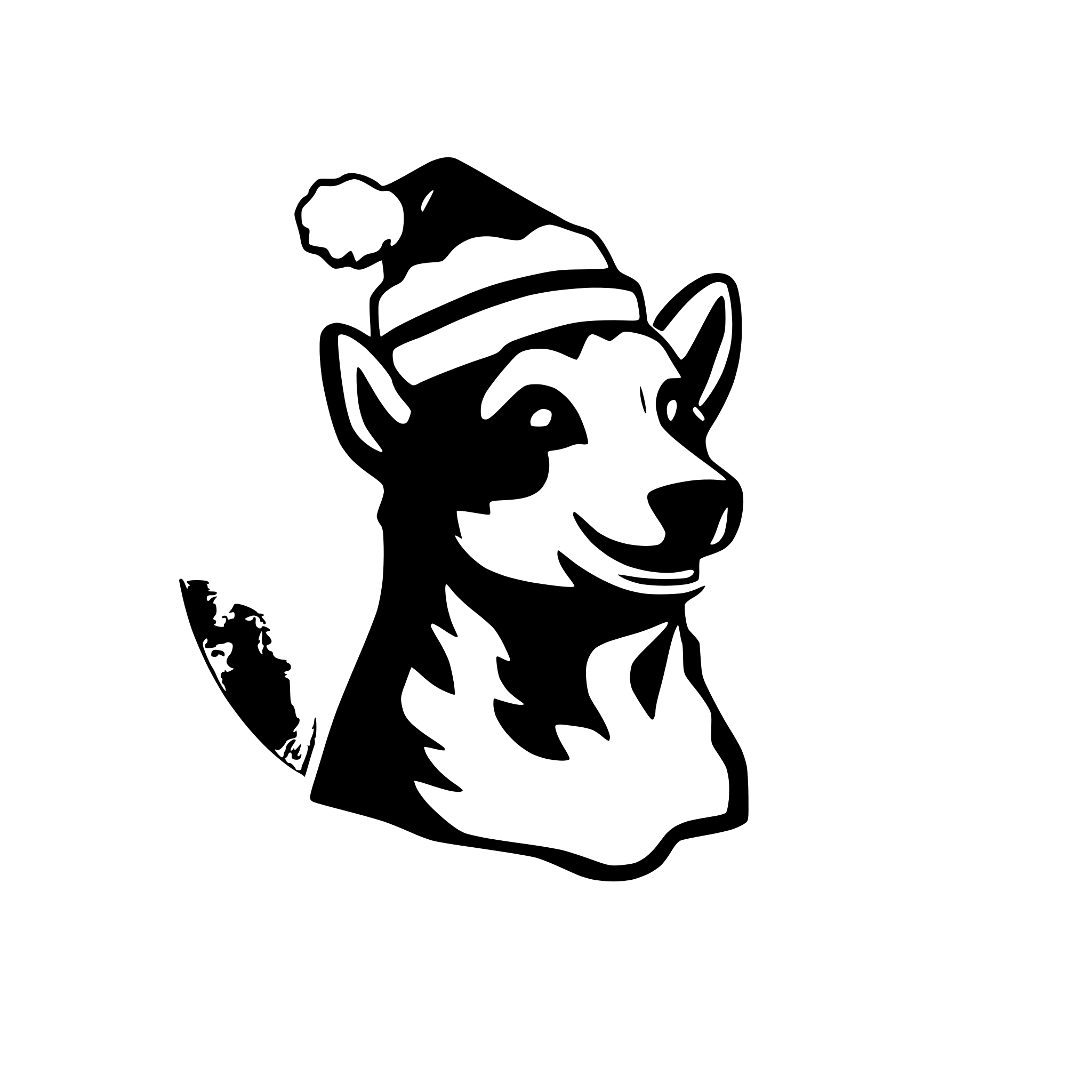 AI-generated SVG of a silhouette of a corgi dog wearing santa hat