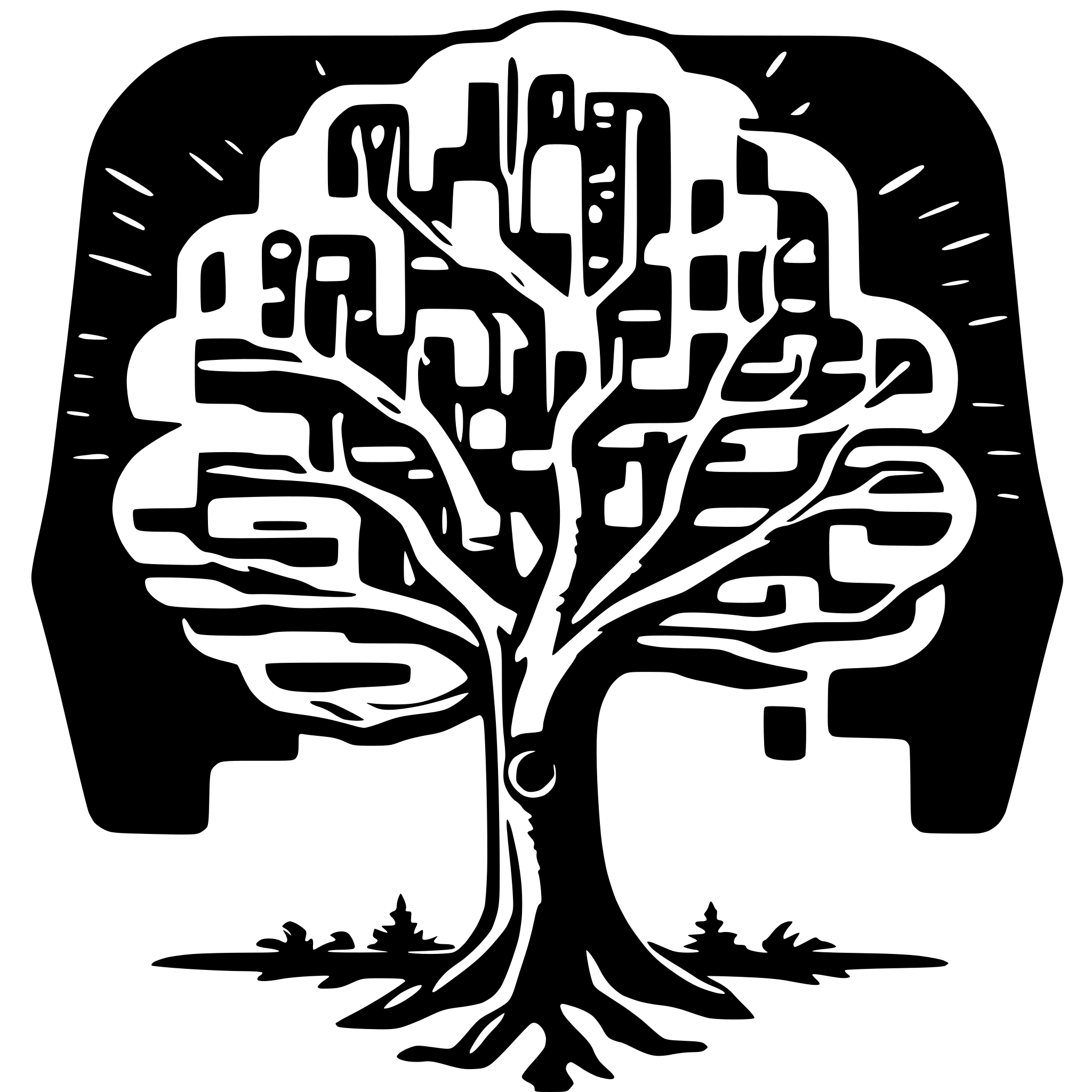 AI-generated SVG of a weird psychedelic tree, circuits