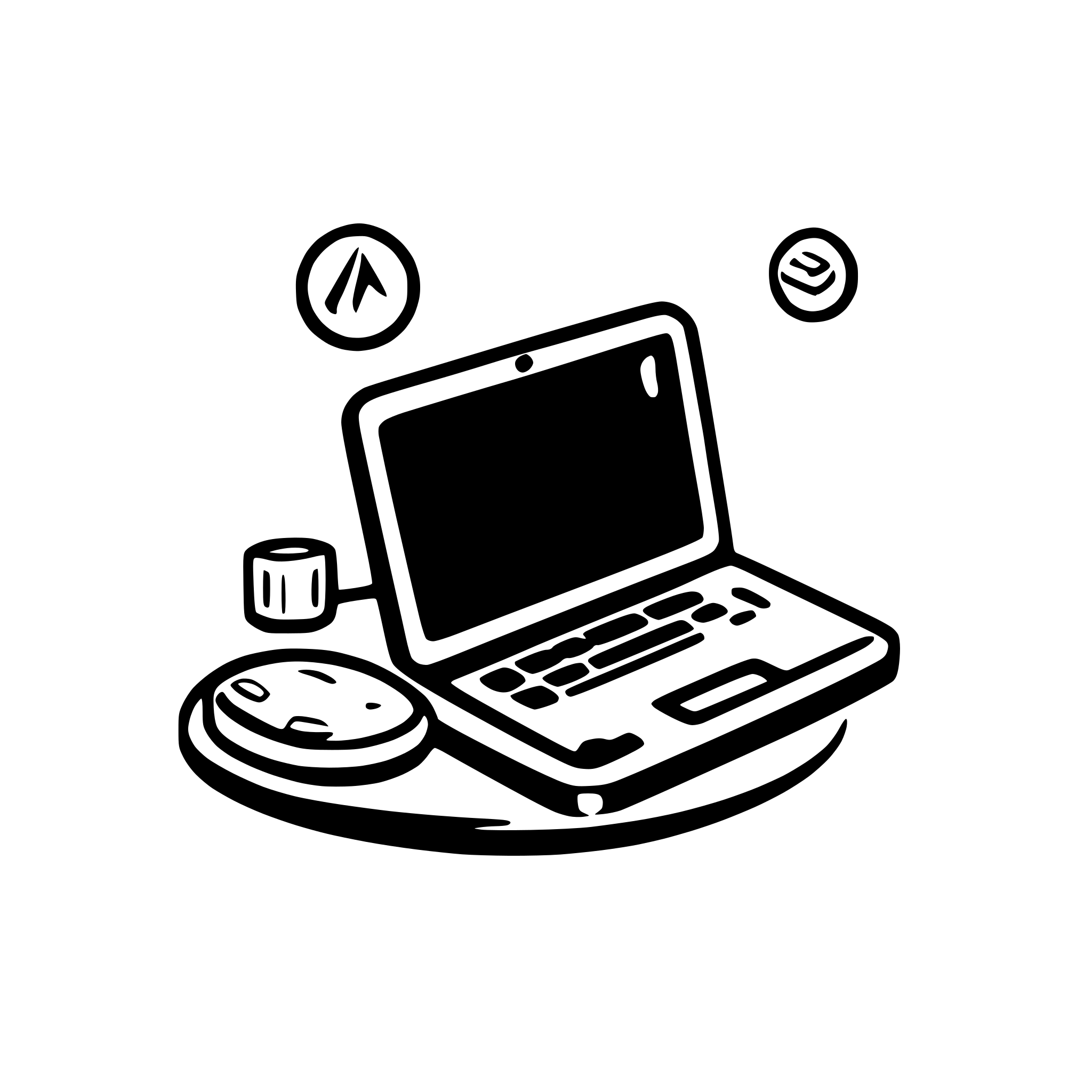 AI-generated SVG of a A modern digital illustration featuring a sleek, 3D-styled laptop with a web interface on the screen. The interface includes user icons, menu elements, and a secure image preview. Floating around the laptop are large, glossy blue coins with prominent white dollar signs, symbolizing online transactions or financial activity. The overall color scheme uses soft gradients of blue and white, giving it a clean, tech-savvy, and futuristic aesthetic.