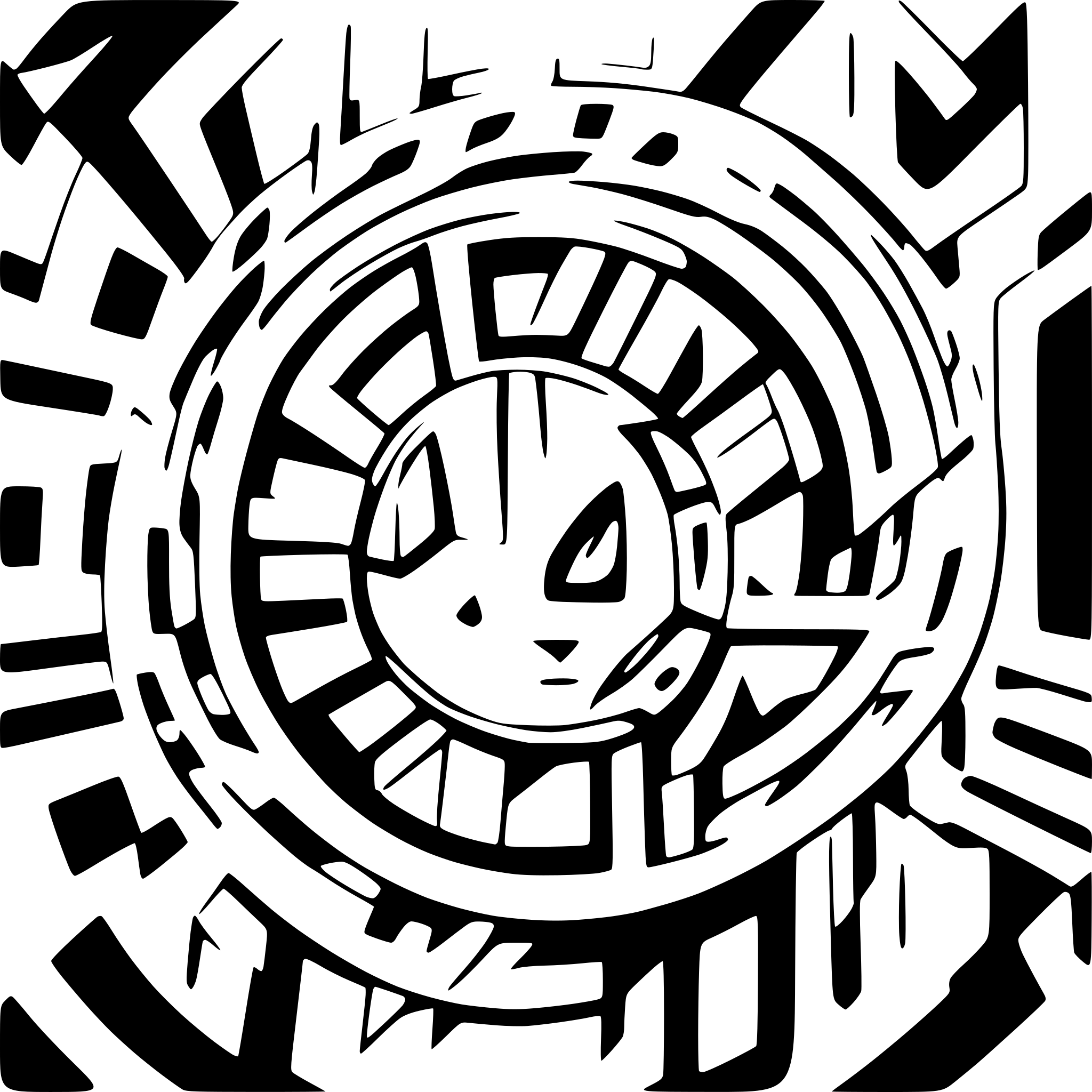 AI-generated SVG of a abstract composition inspired by the Vocaloid song "Rabbit Hole", SVG-style vector line art, high precision linework, dynamic flowing geometry, chaotic balance of symmetry and asymmetry, glitch motifs, recursive patterns, fragmented digital mesh, intersecting sine waves, concentric circuits, mechanical petals, layered halftones, sharp angles merging into soft curves, ambient voids and digital noise, electric blue and grayscale palette, negative space integrated into design, high-density stroke d