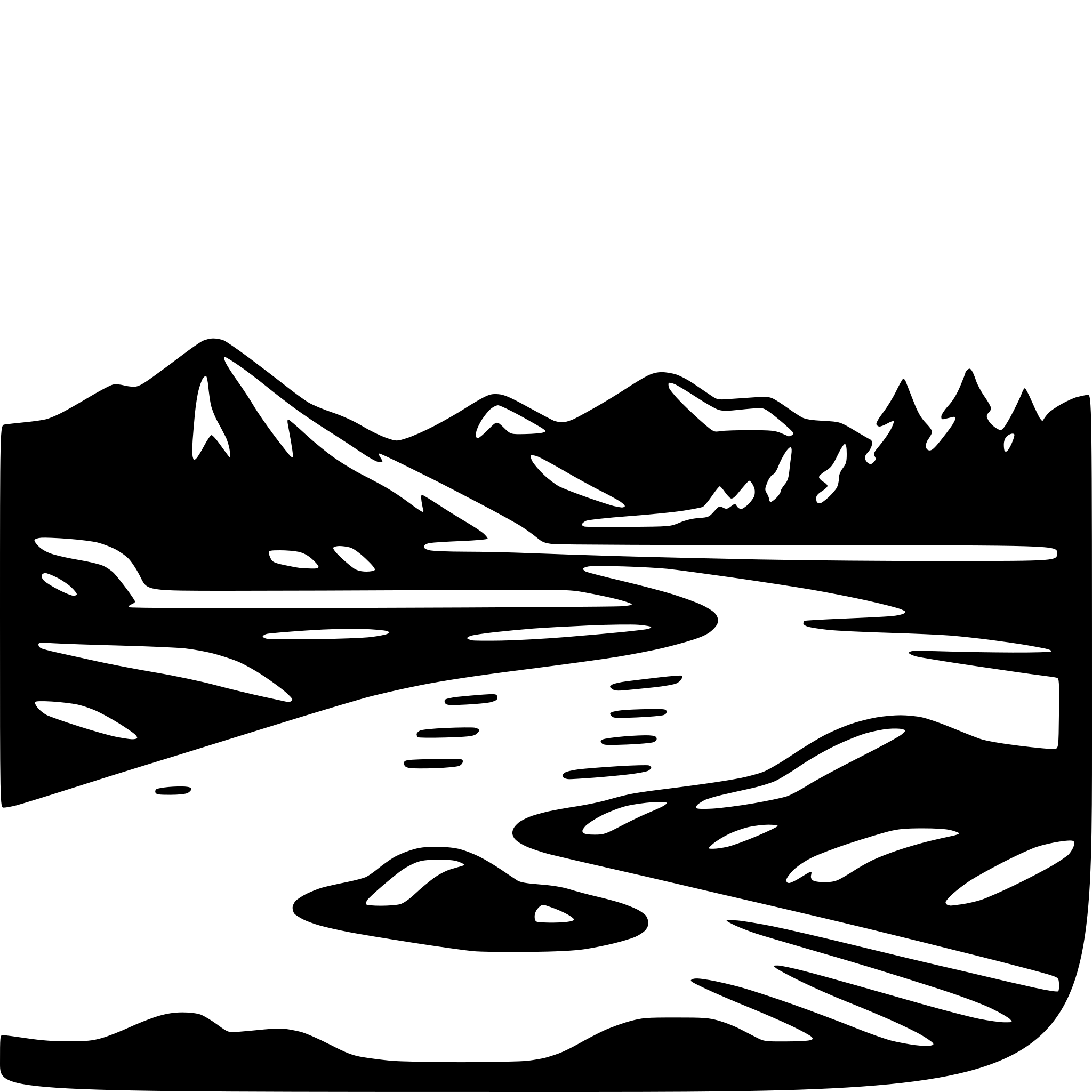 AI-generated SVG of a Mountain river landscape Sun in background