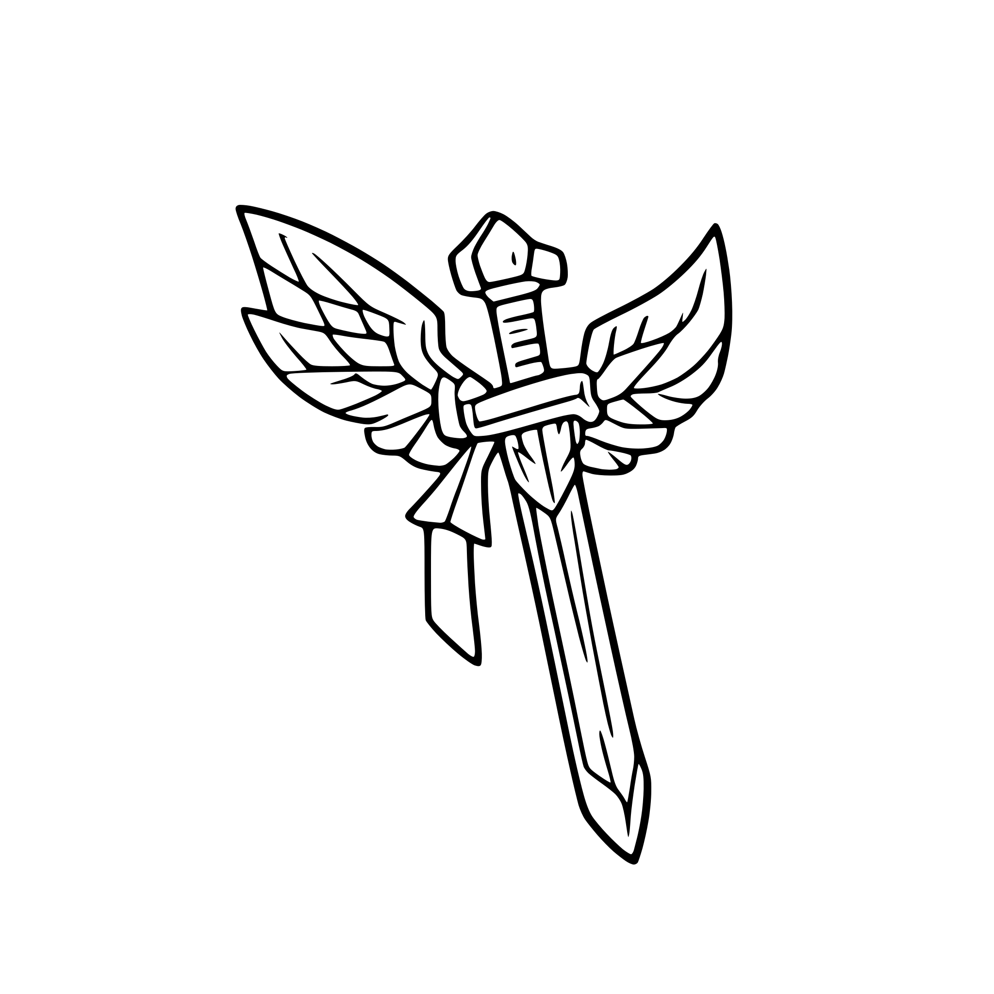 AI-generated SVG of a sword with wings and shield
