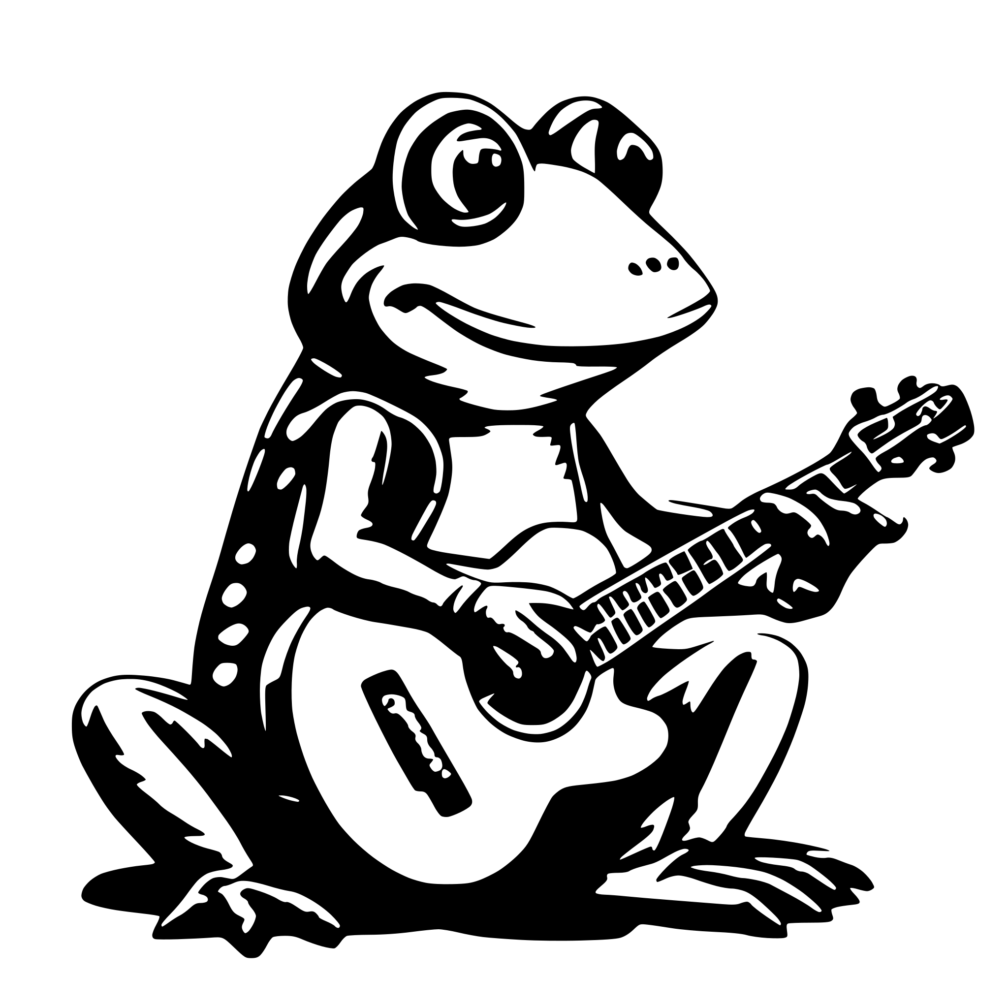 AI-generated SVG of a frog playing guitar
