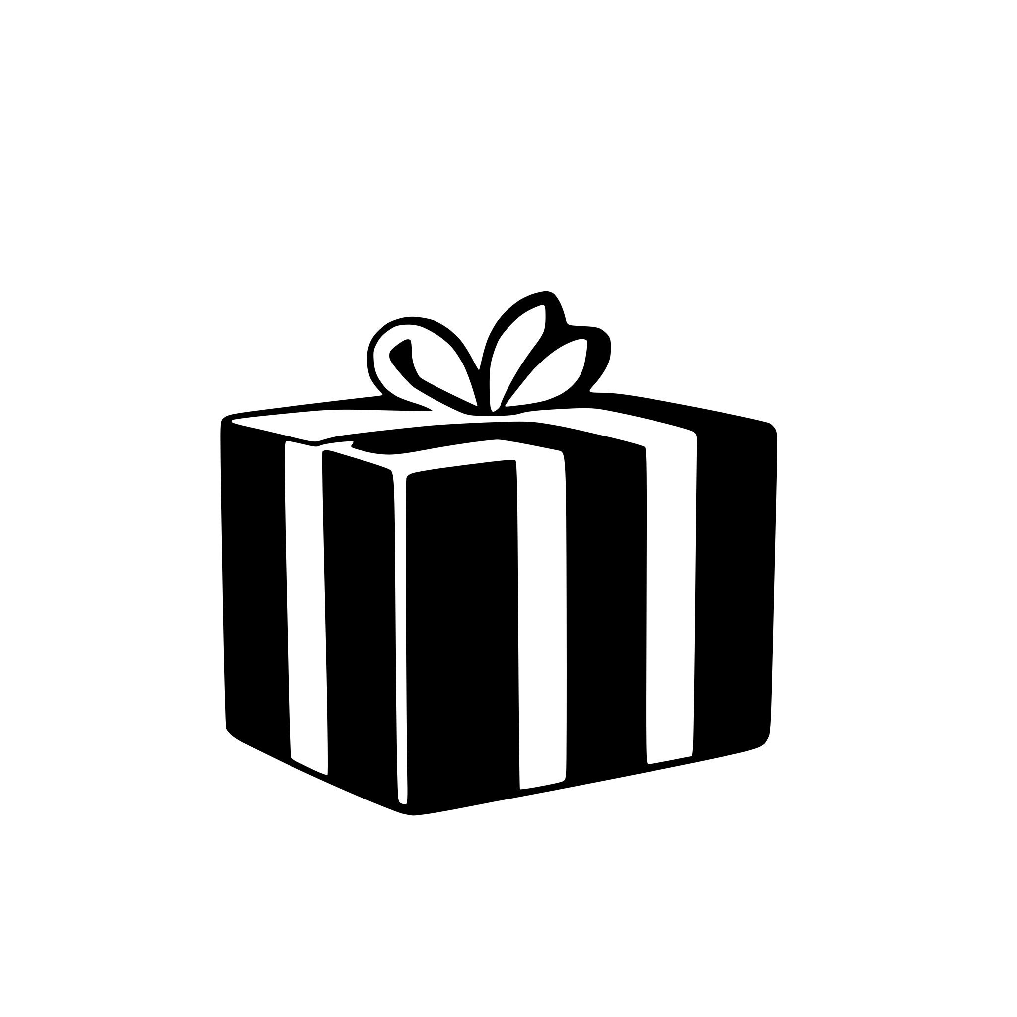 AI-generated SVG of a a silhouette of a gift box black filled with a white background