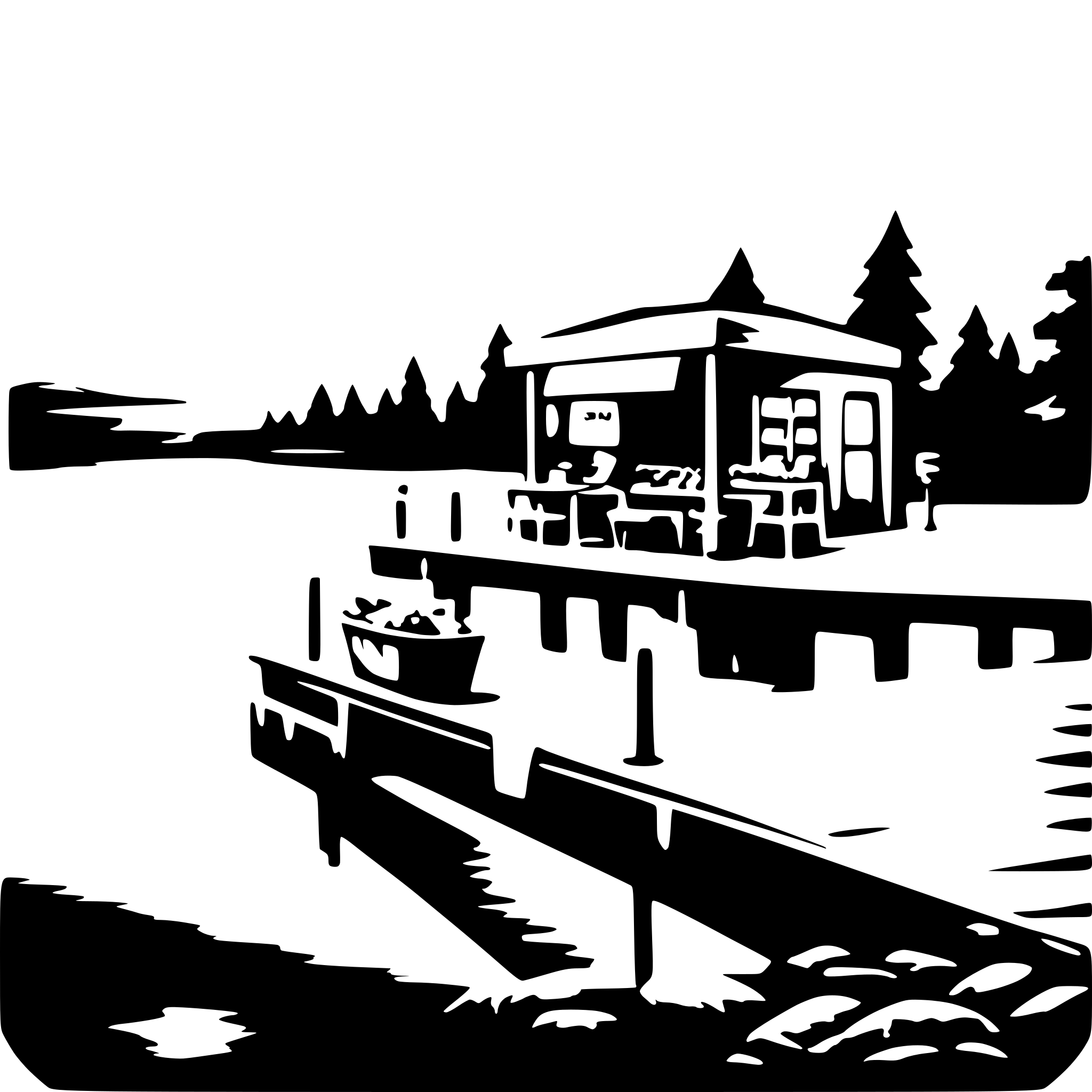 AI-generated SVG of a A baitshop alongside a lake, minimalistic