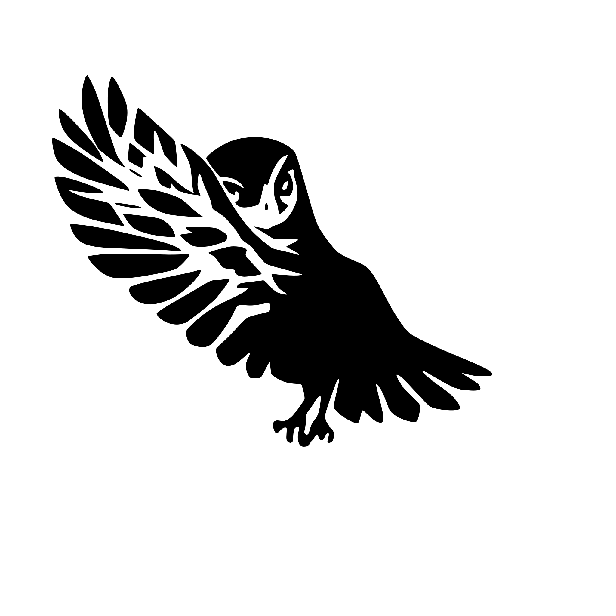 AI-generated SVG of a flying owl silhouette black realistic