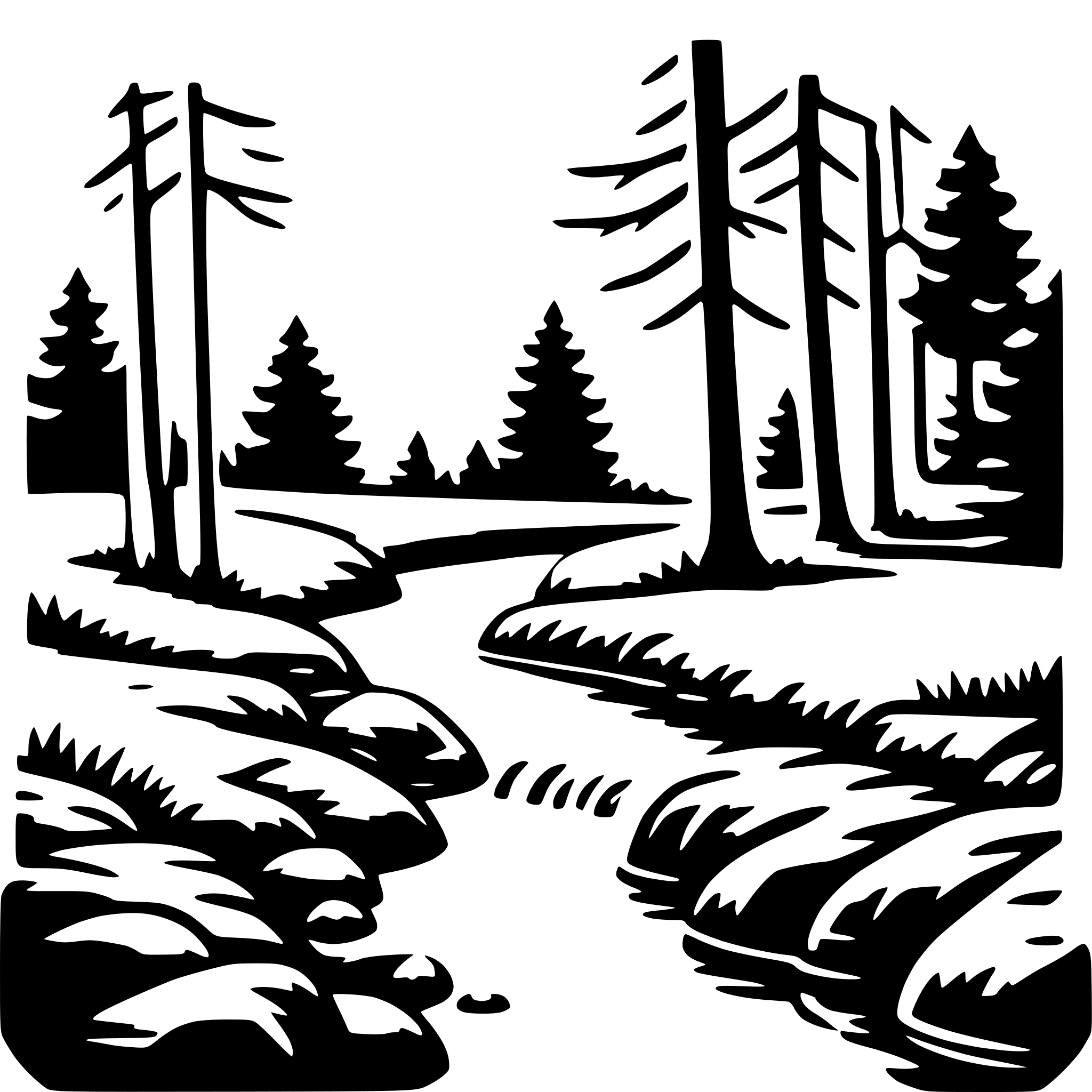 AI-generated SVG of 'woodland stream'