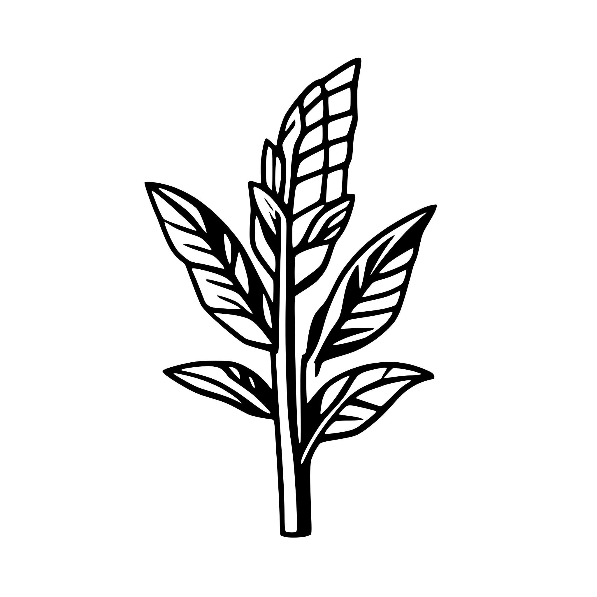 AI-generated SVG of a Single corn stalk with two cobbs.