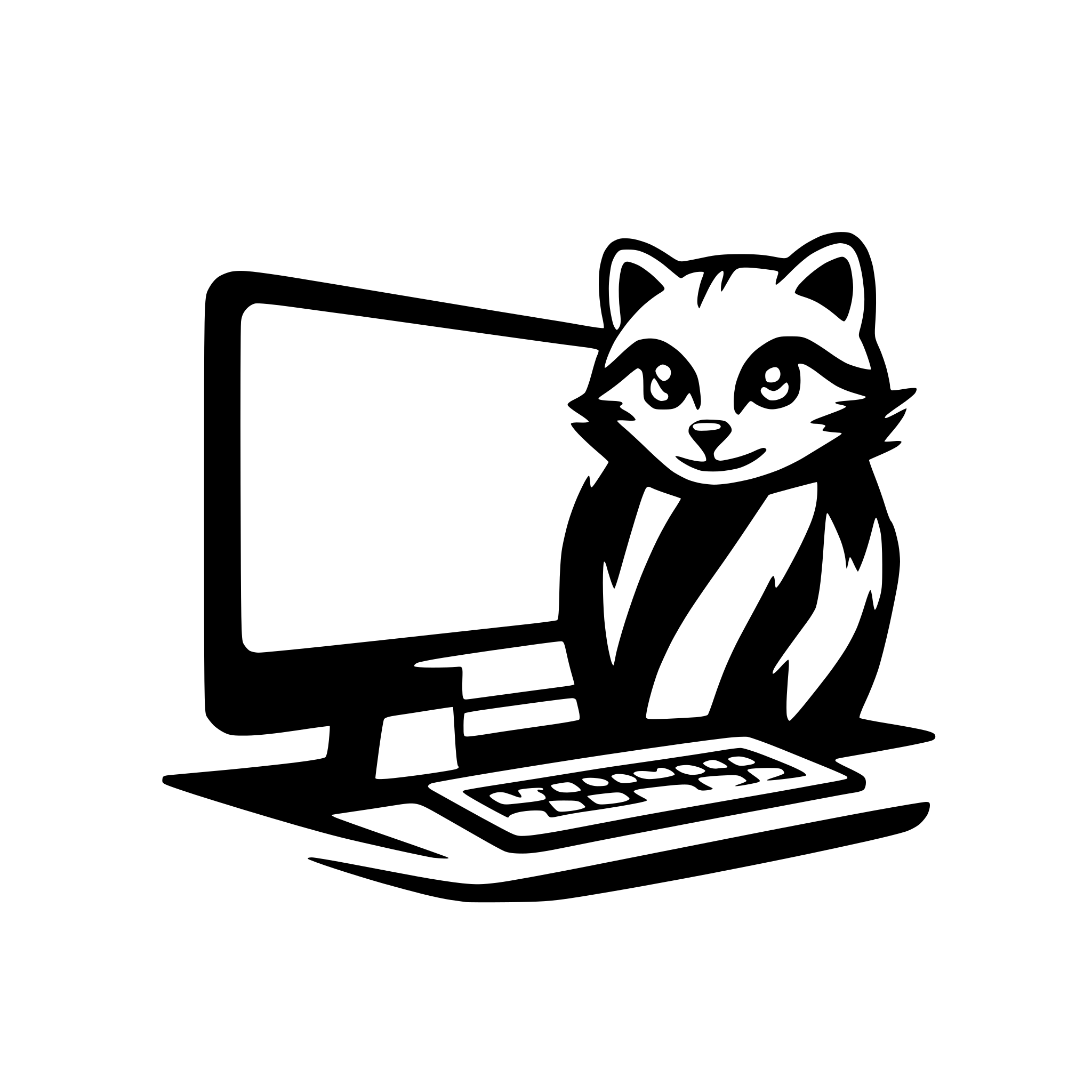AI-generated SVG of a vector logo of a raccoon inside a pc