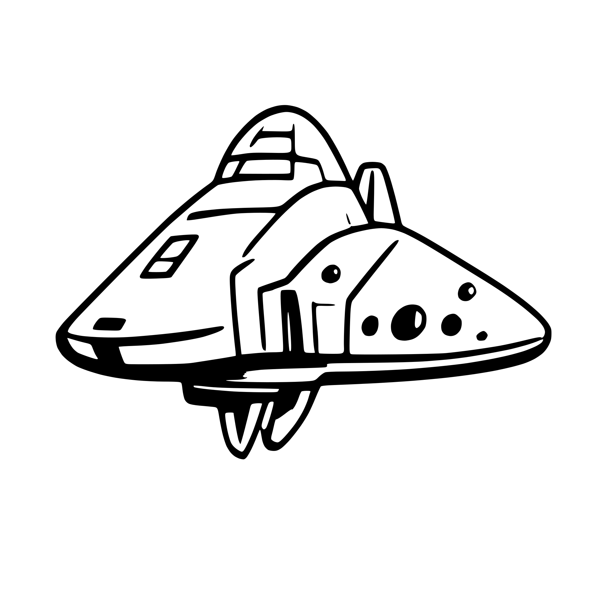 AI-generated SVG of '2d spaceship, flat, cartoonish, simple, white'
