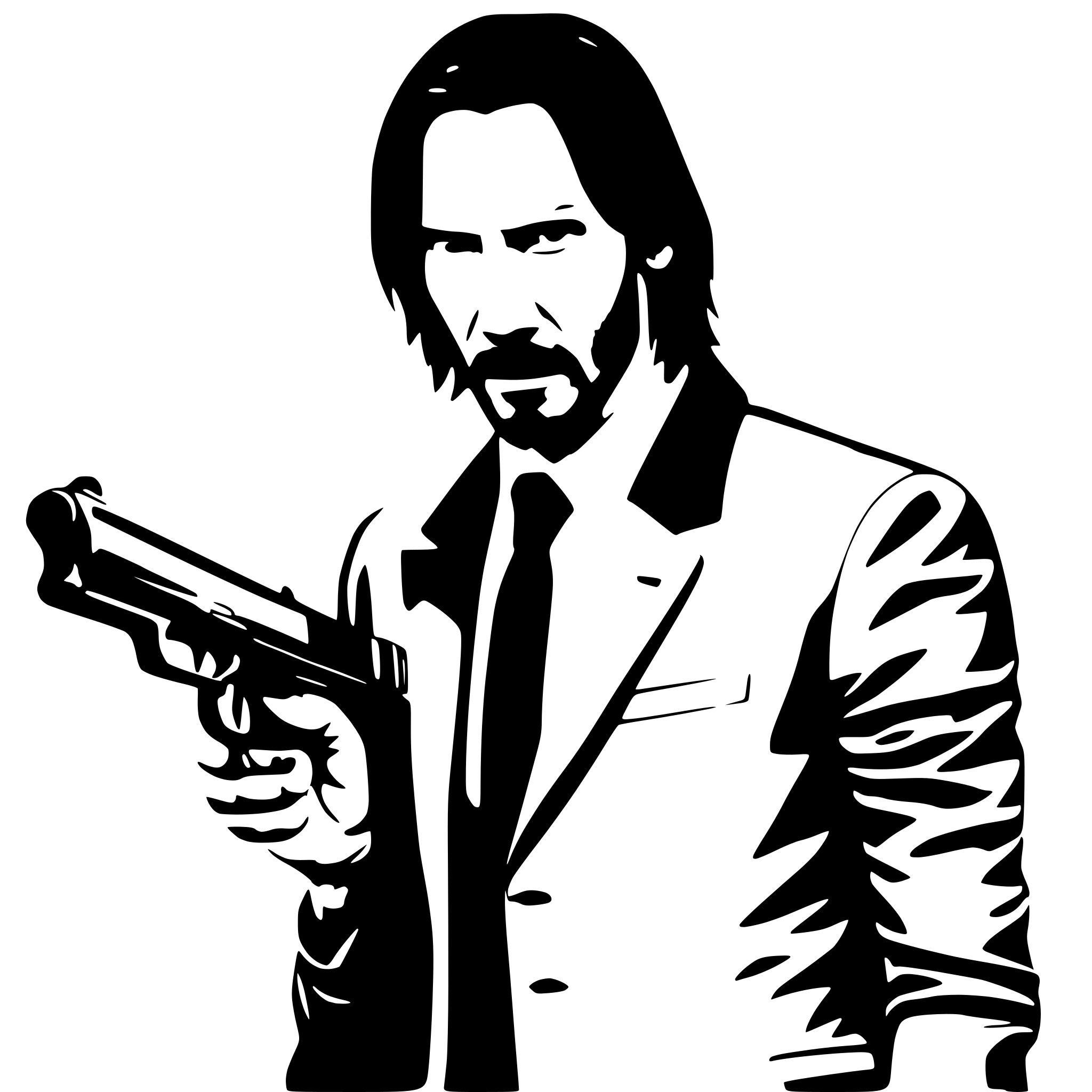 AI-generated SVG of a Generate a vector of Keanu Reeves John Wick with a gun AI-generated SVG of a Generate a vector of Keanu Reeves John Wick with a gun