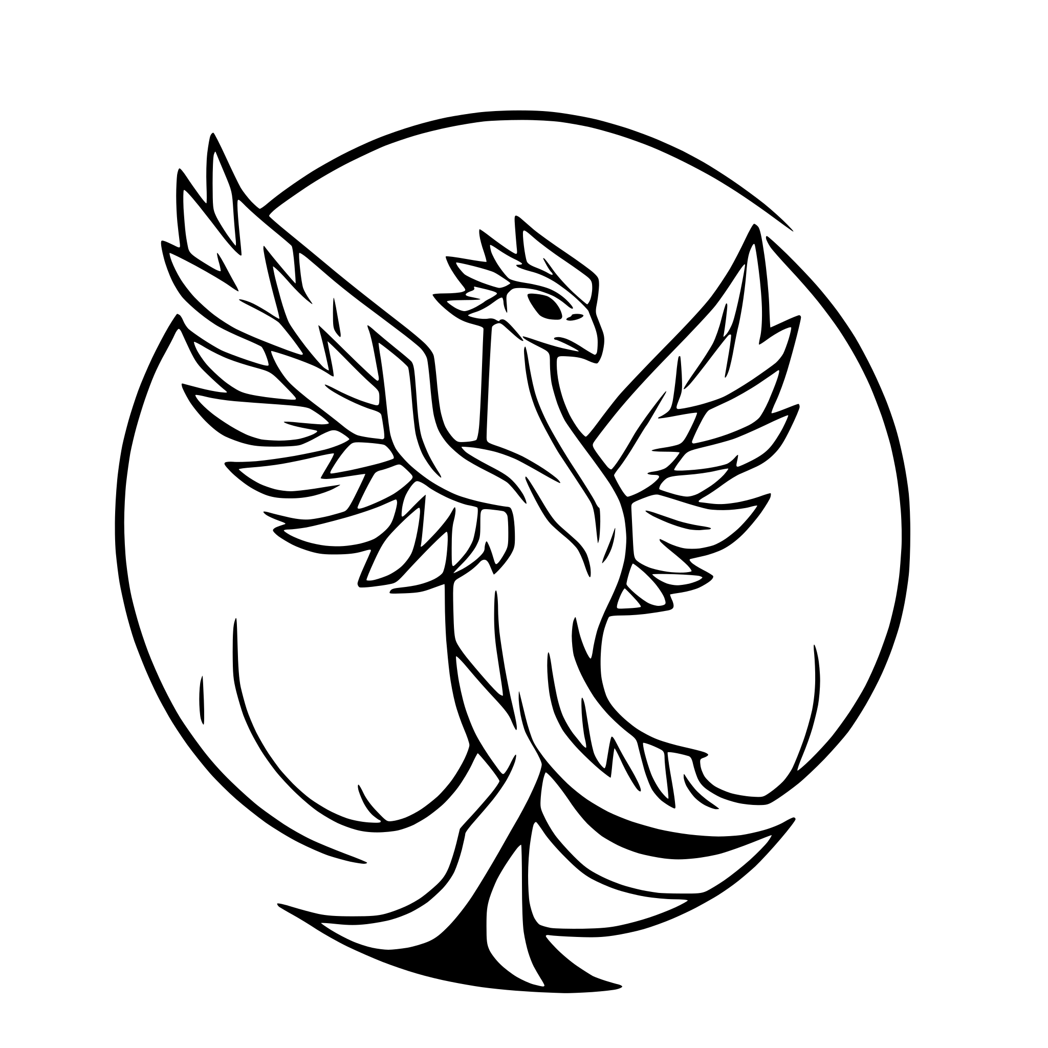 AI-generated SVG of 'phoenix rising with flames'