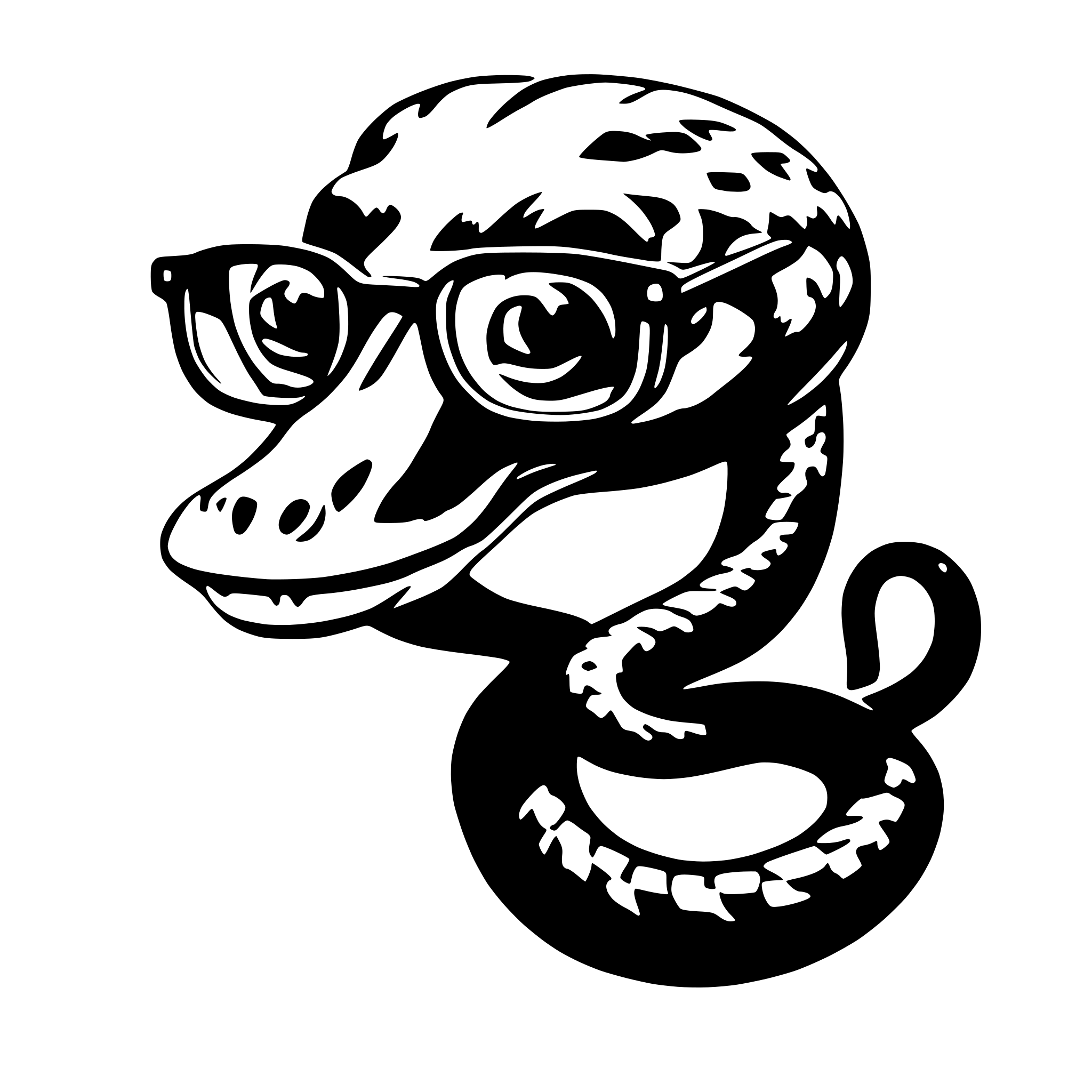 AI-generated SVG of a snake with glasses