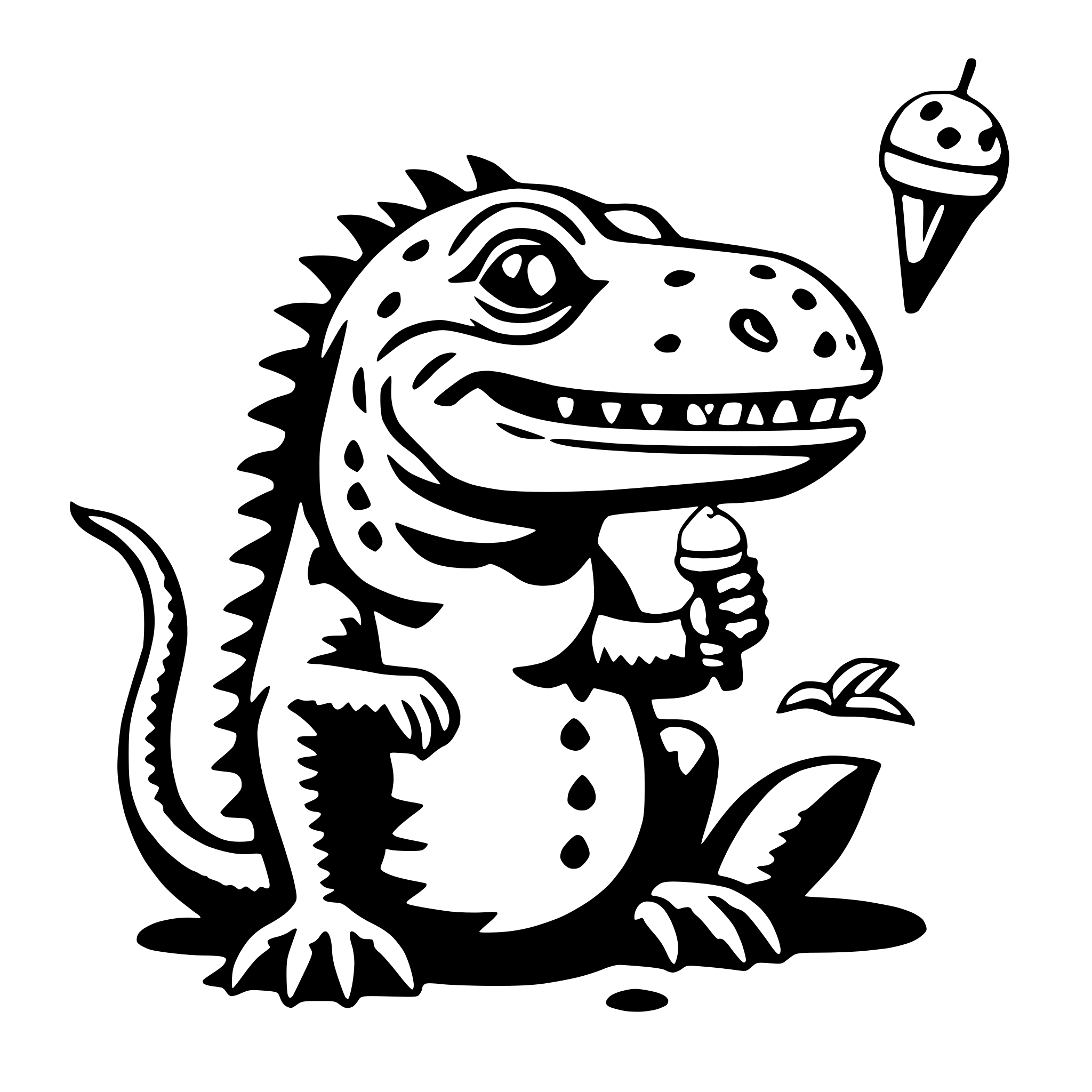 AI-generated SVG of a iguana with ice cream