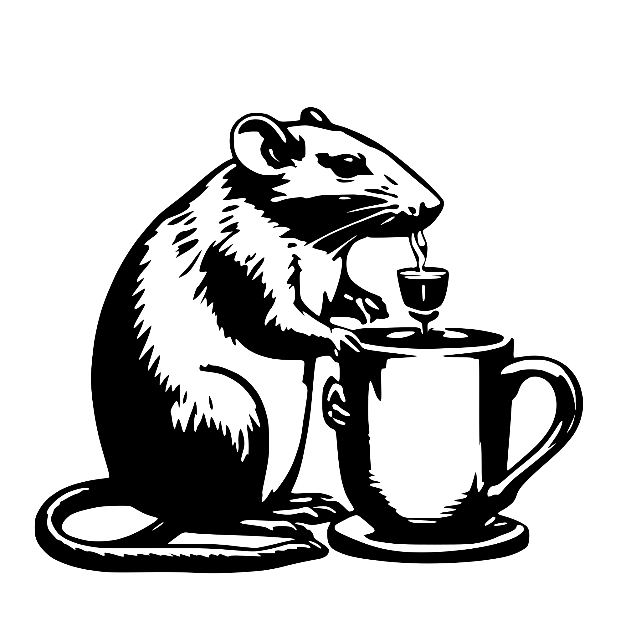 AI-generated SVG of 'fancy rat drinking tea'