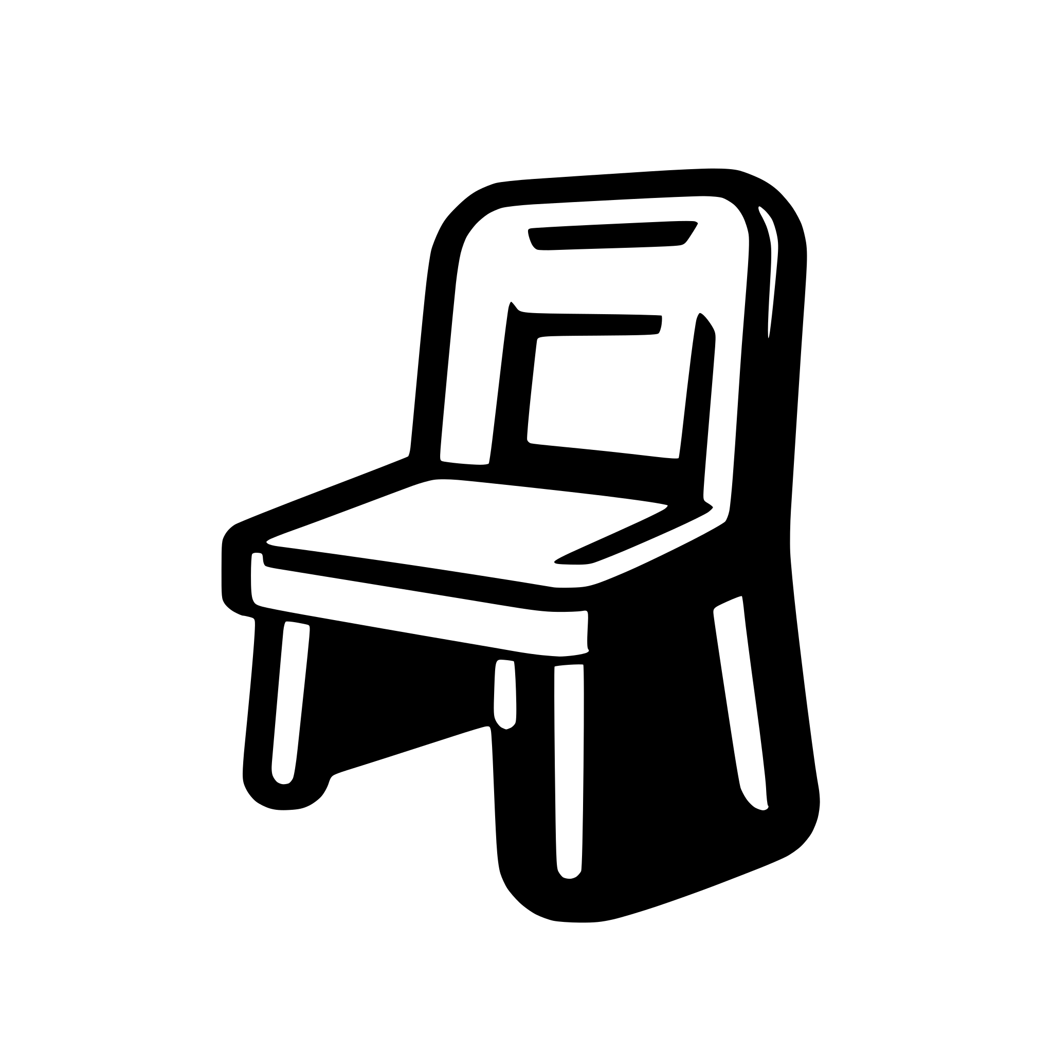 AI-generated SVG of 'Create a monochrome logo depicting a chair. my company is called Isu'