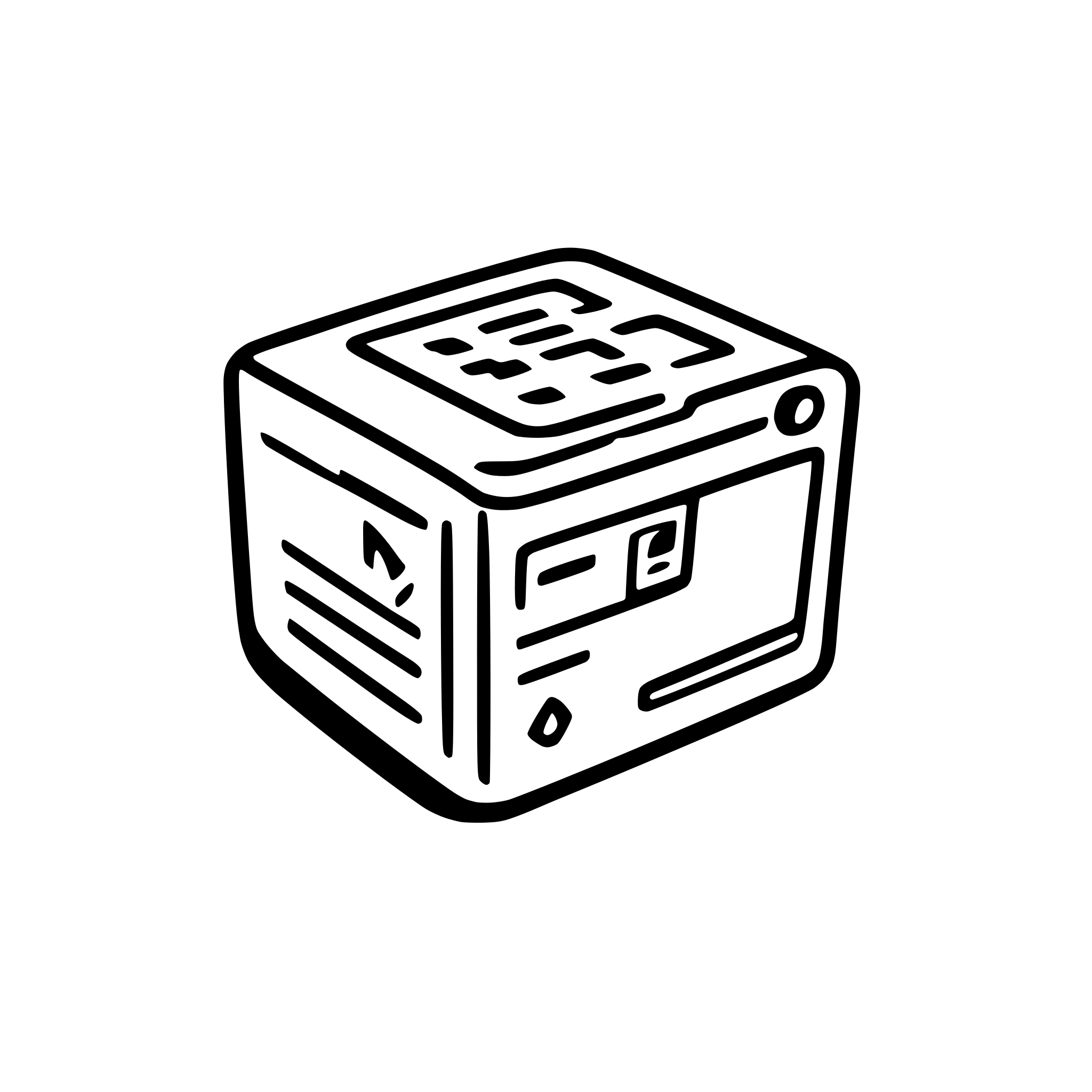 AI-generated SVG of 'An overhead projector that throws out excel sheets.'