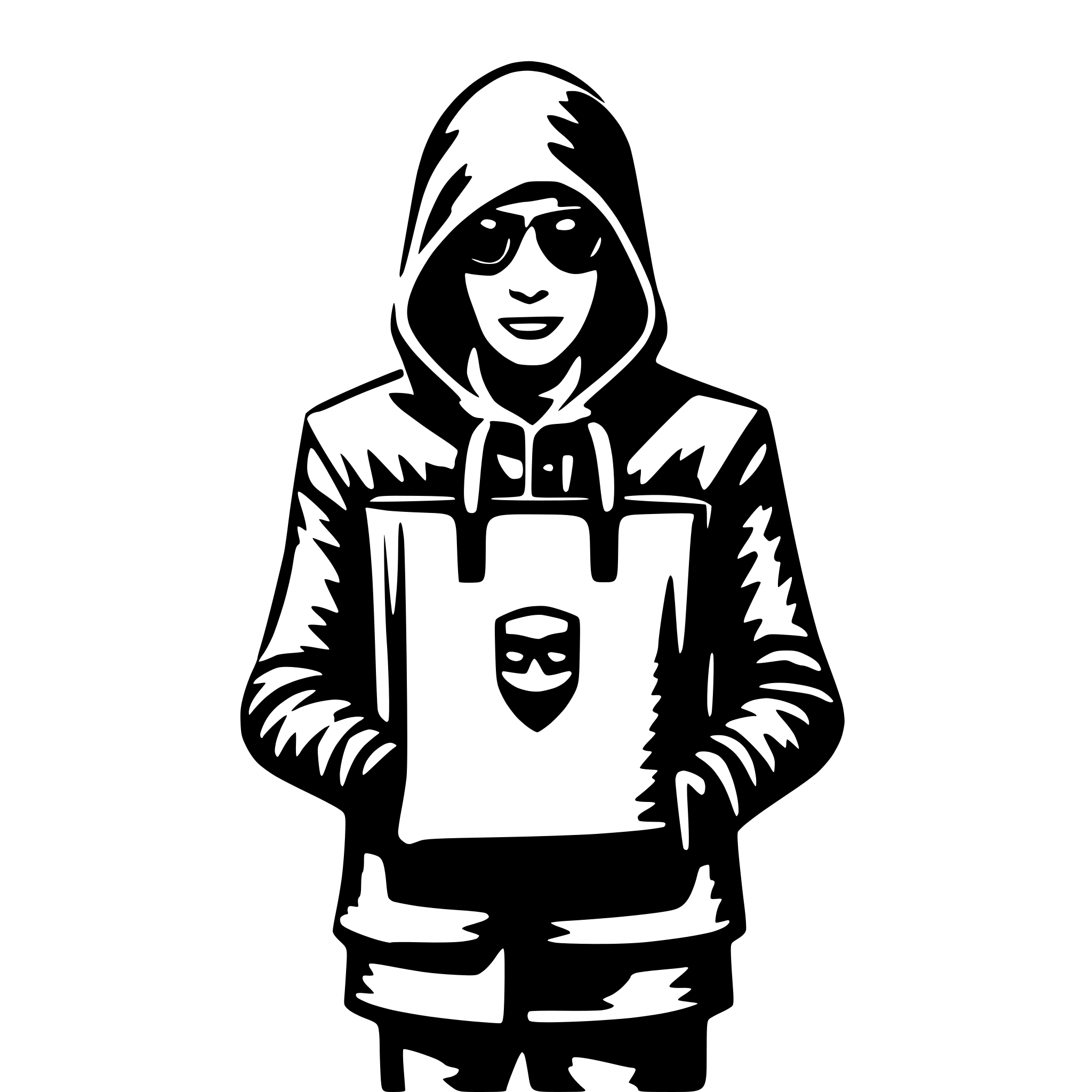 AI-generated SVG of 'A HACKER THAT HOLD A BAG ( COLORATED)'