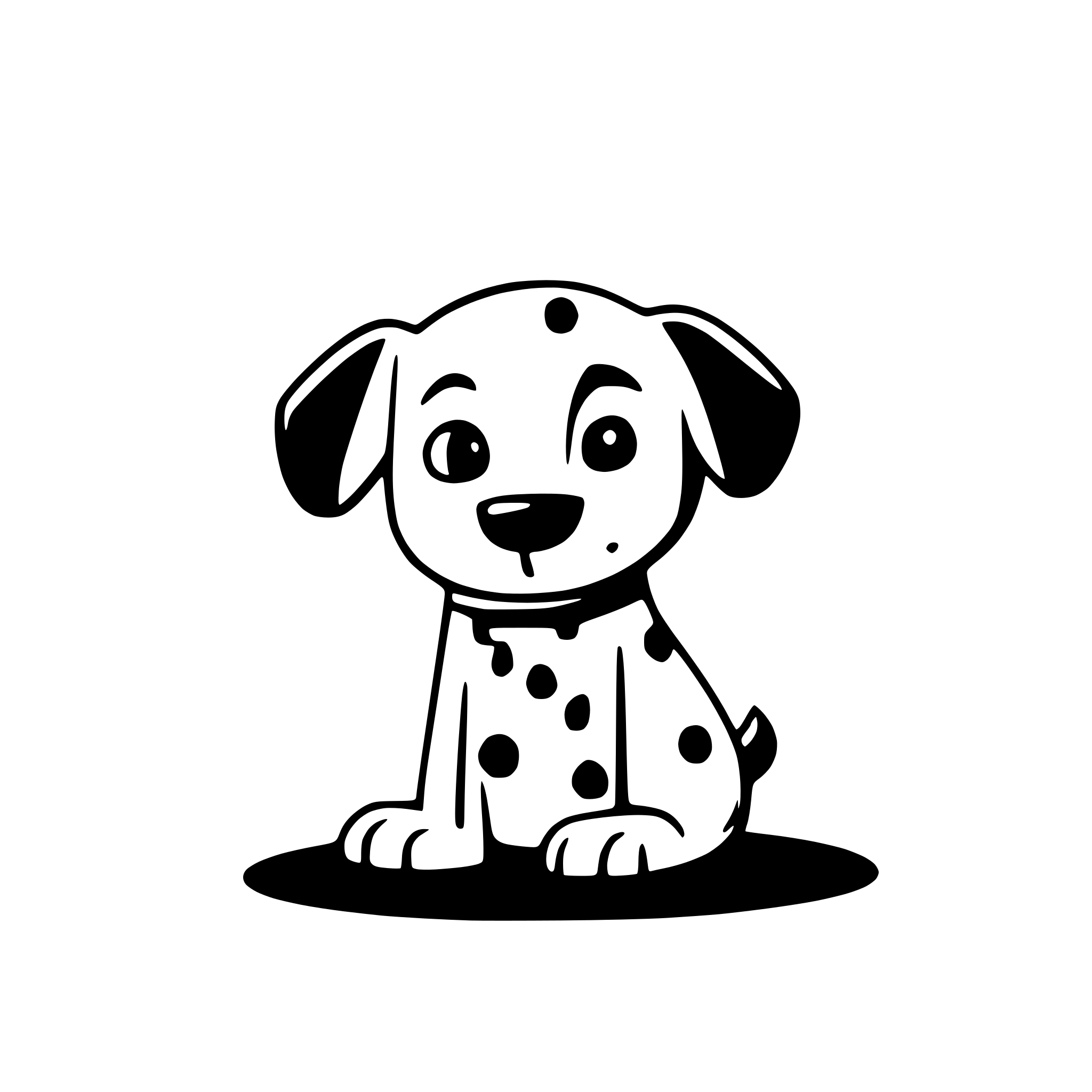 AI-generated SVG of 'Dalmatian dog, black and white,, cartoon, minimalistic'