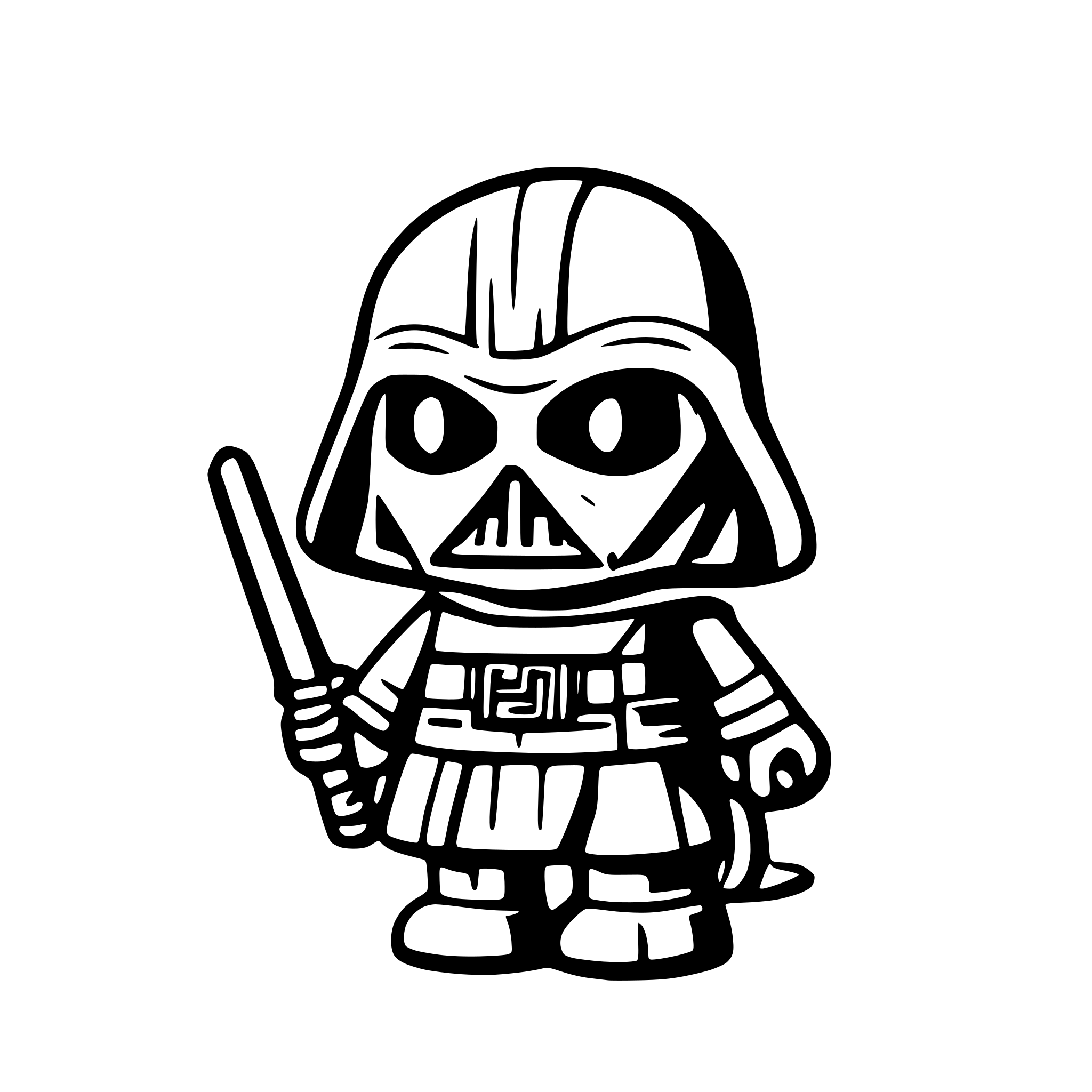 AI-generated SVG of 'darth vader and hello kitty'