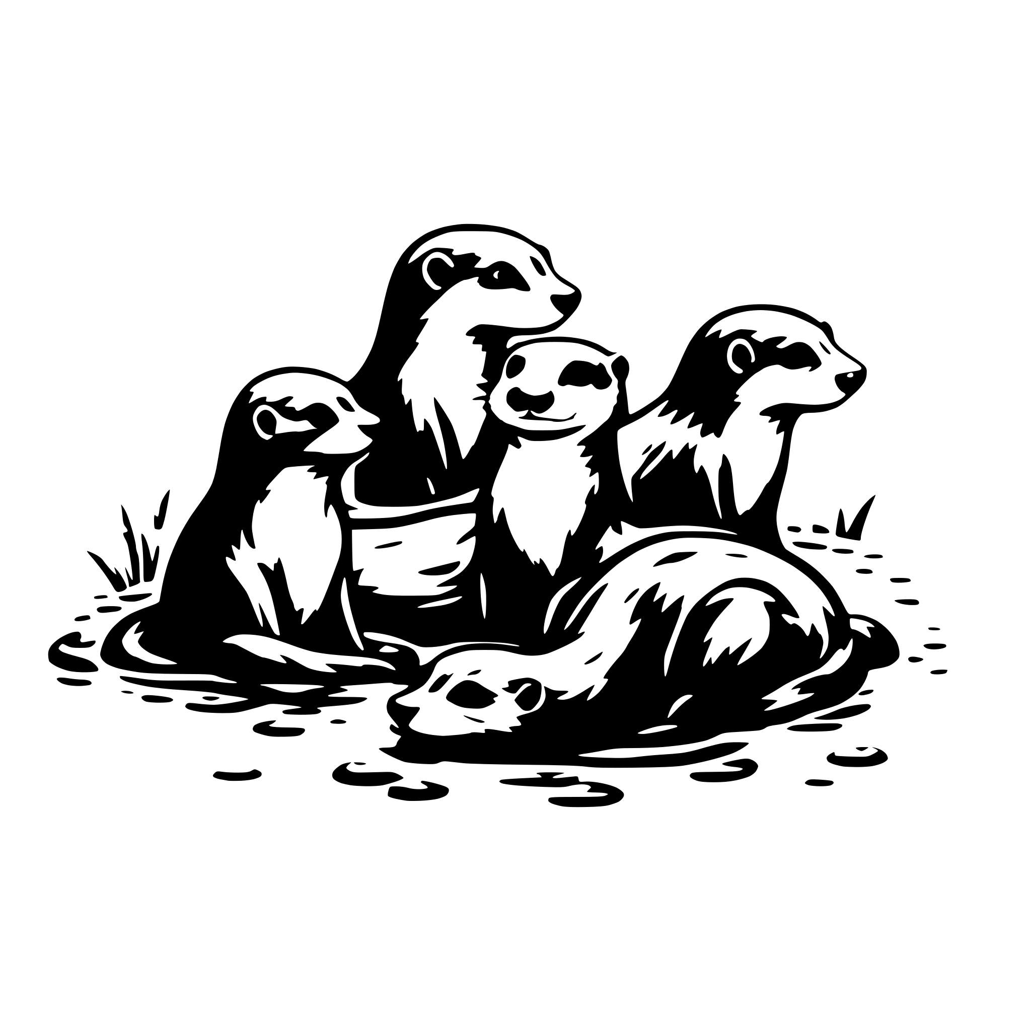 AI-generated SVG of a many otters playing