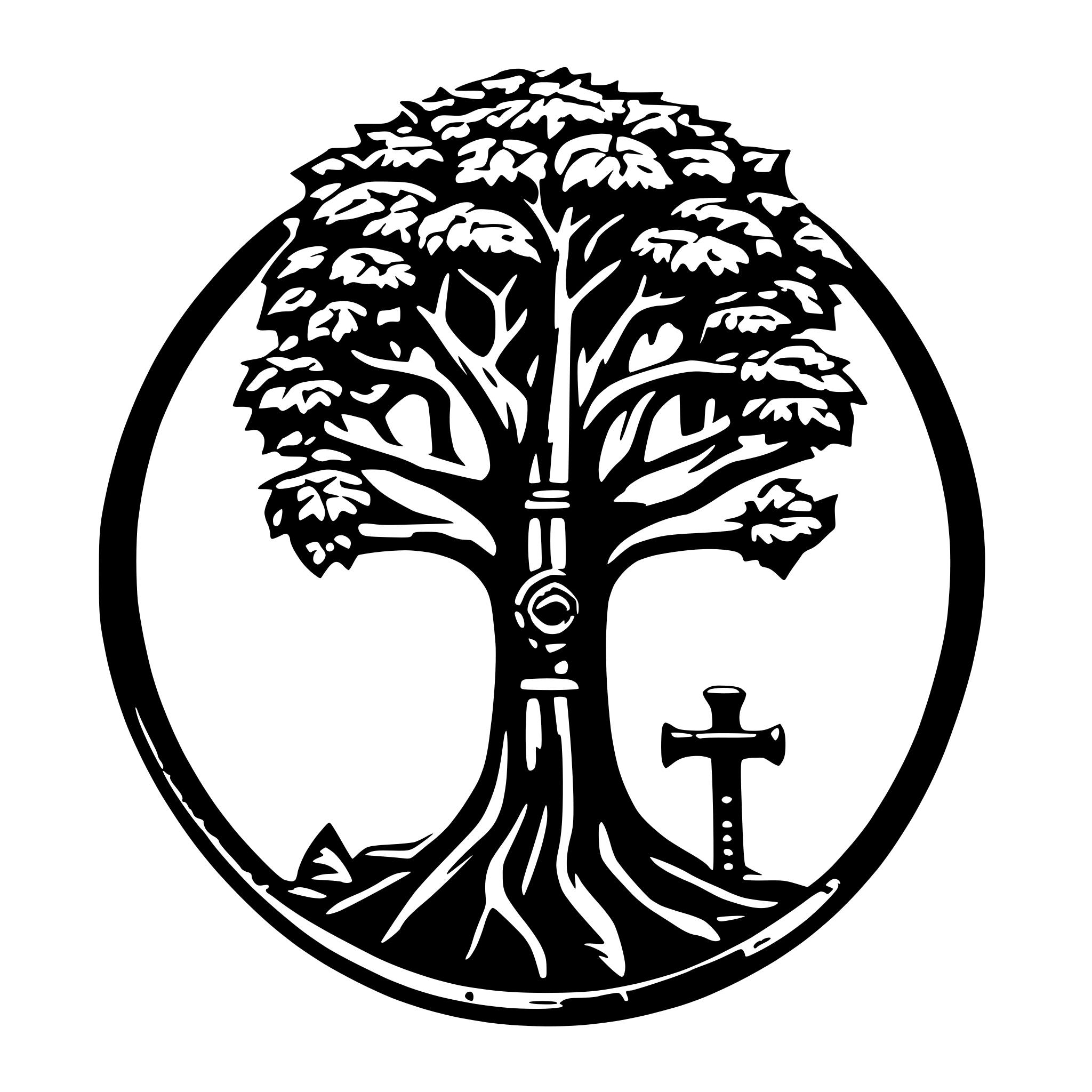 AI-generated SVG of 'yggdrasil with mjollnir'