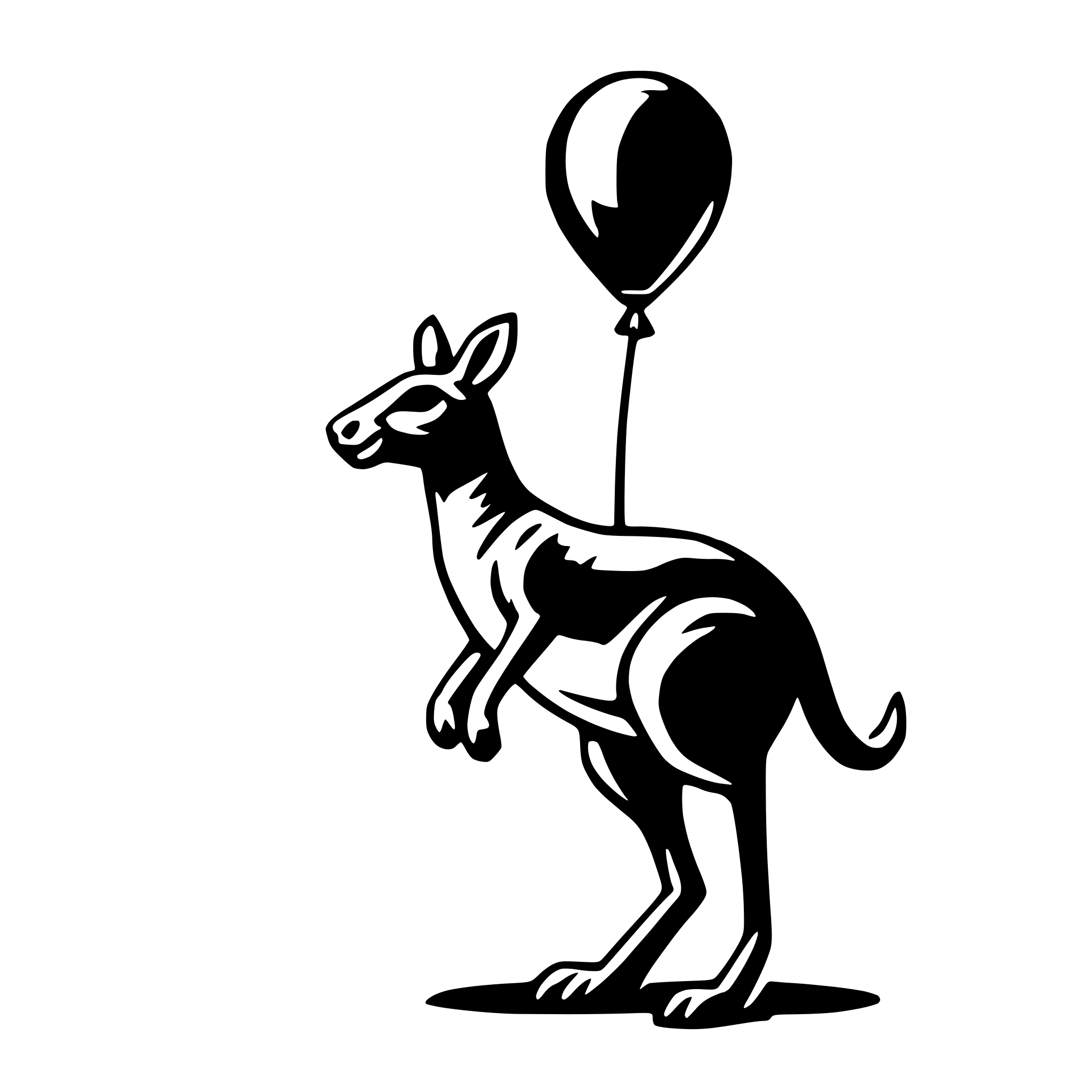 AI-generated SVG of 'kangaroo with balloon'