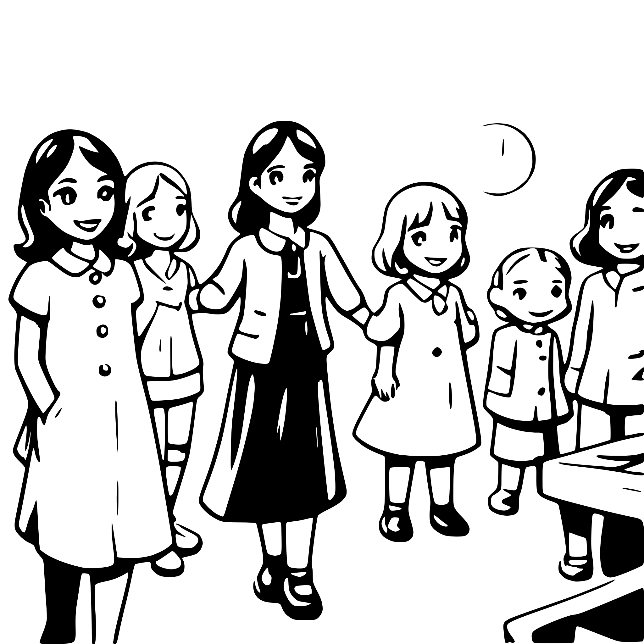 AI-generated SVG of a educator says goodbye to 8 children in the kindergarden