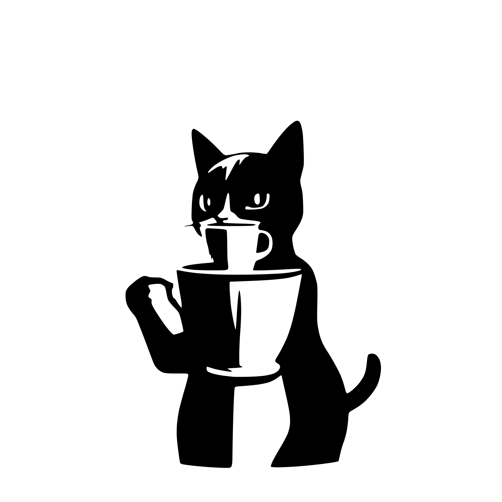 AI-generated SVG of 'Cat holding cup of coffee'